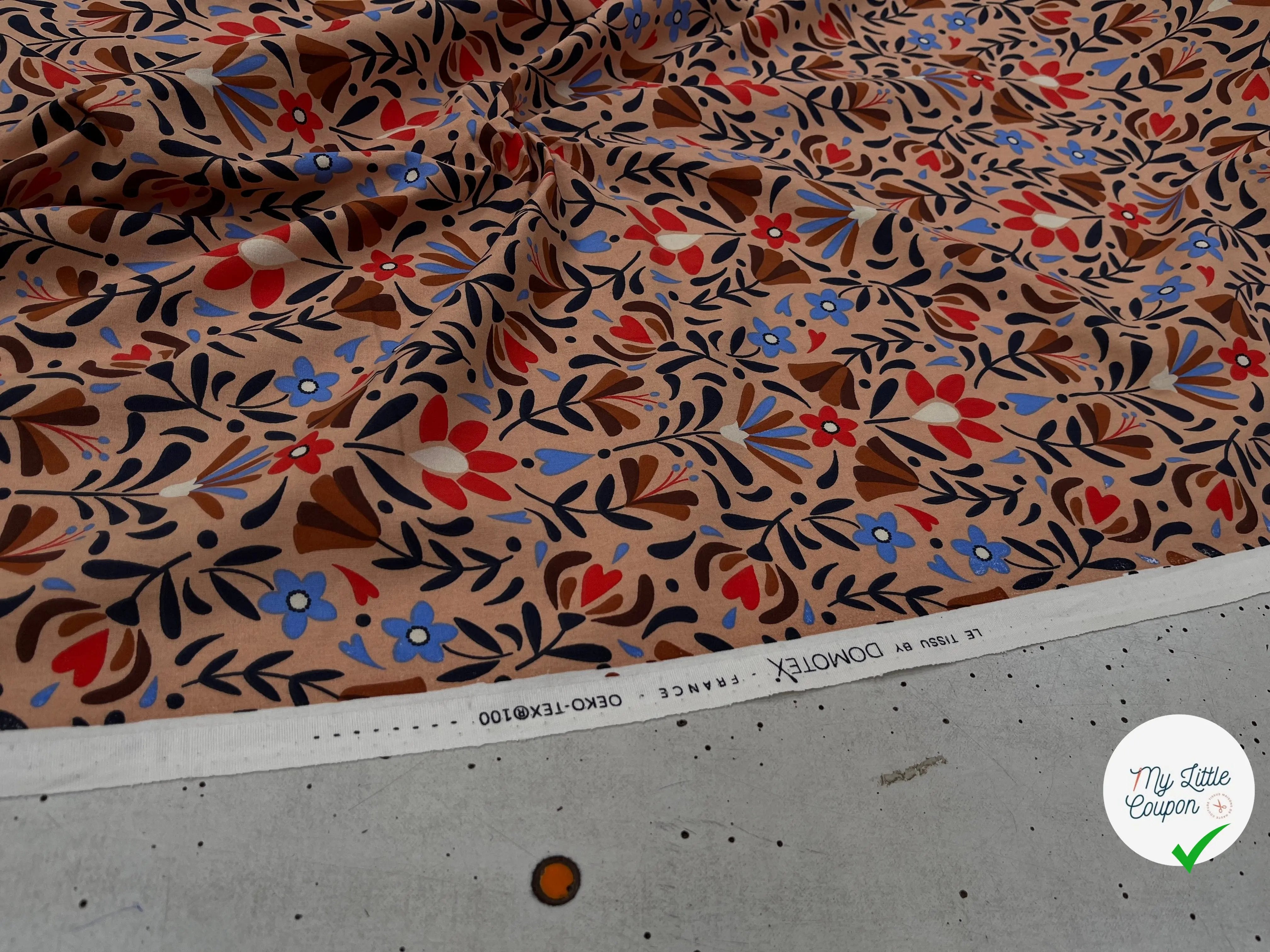 COTONNADE LAFLEUR BEIGE ET ROUGE - My Little Coupon