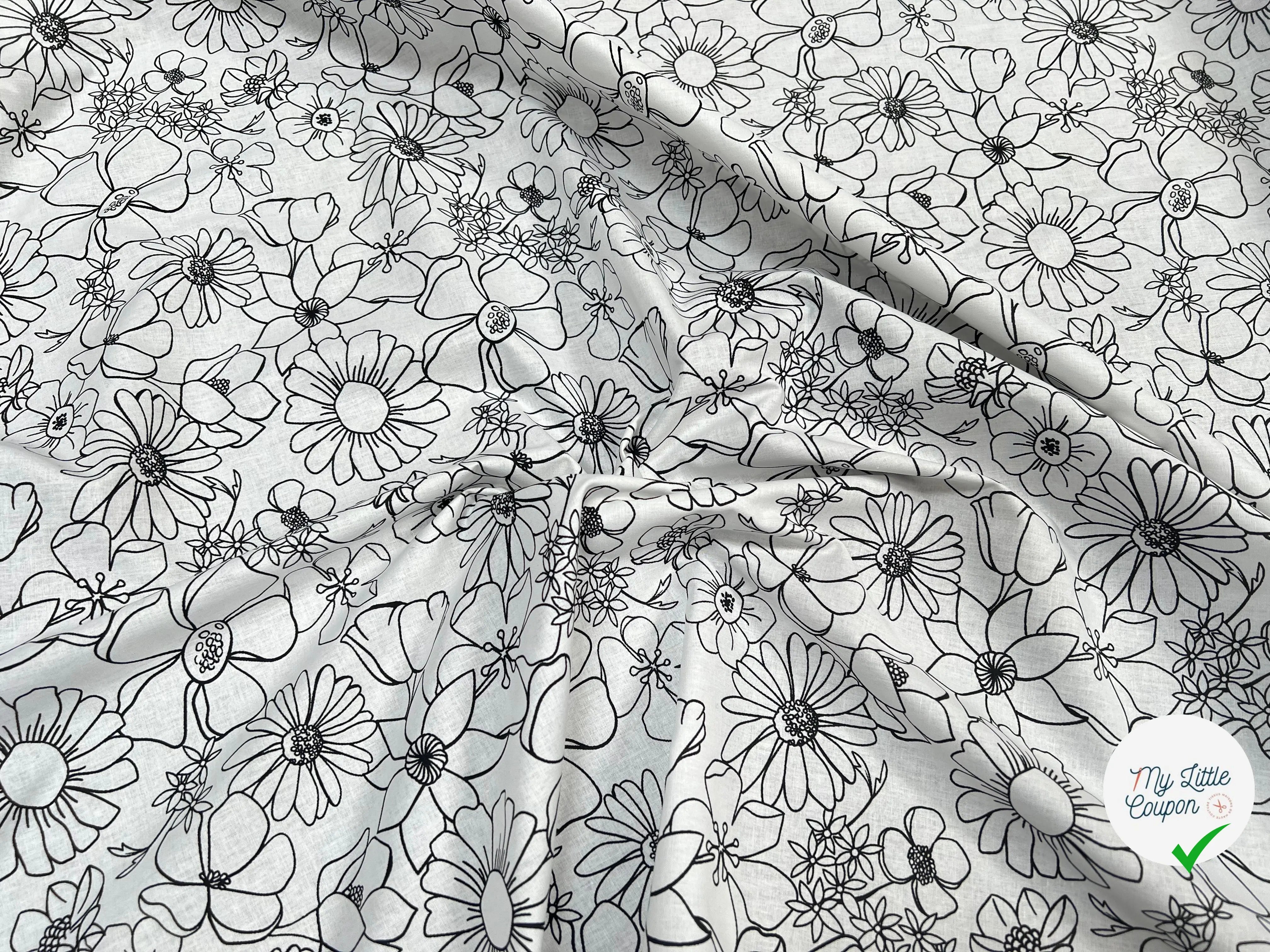 COTONNADE LYCOLIA BLANC / NOIR 1B D1X 150 - My Little Coupon