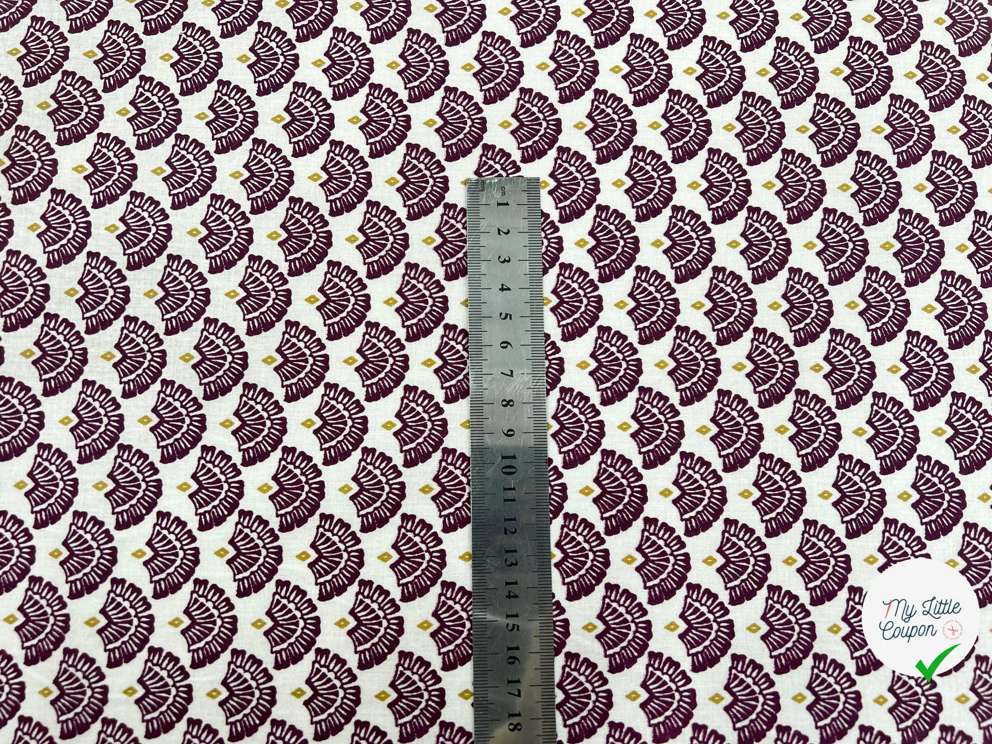 COTONNADE MAYUR ECRU AMARANTE - My Little Coupon - tissu - coudre