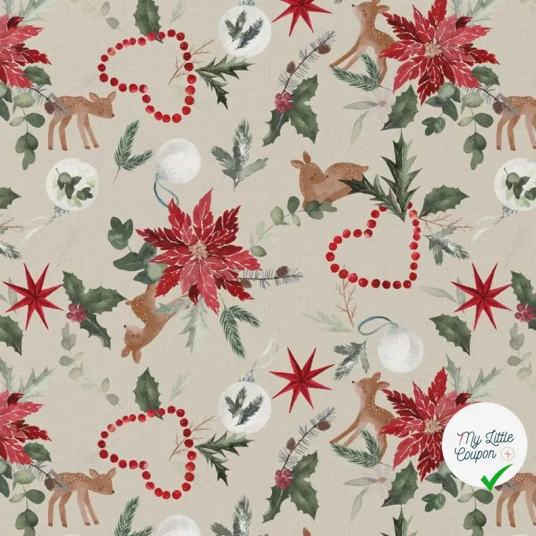 COTONNADE NORTEN BEIGE / ROUGE 1E NUM D3 150 - My Little Coupon