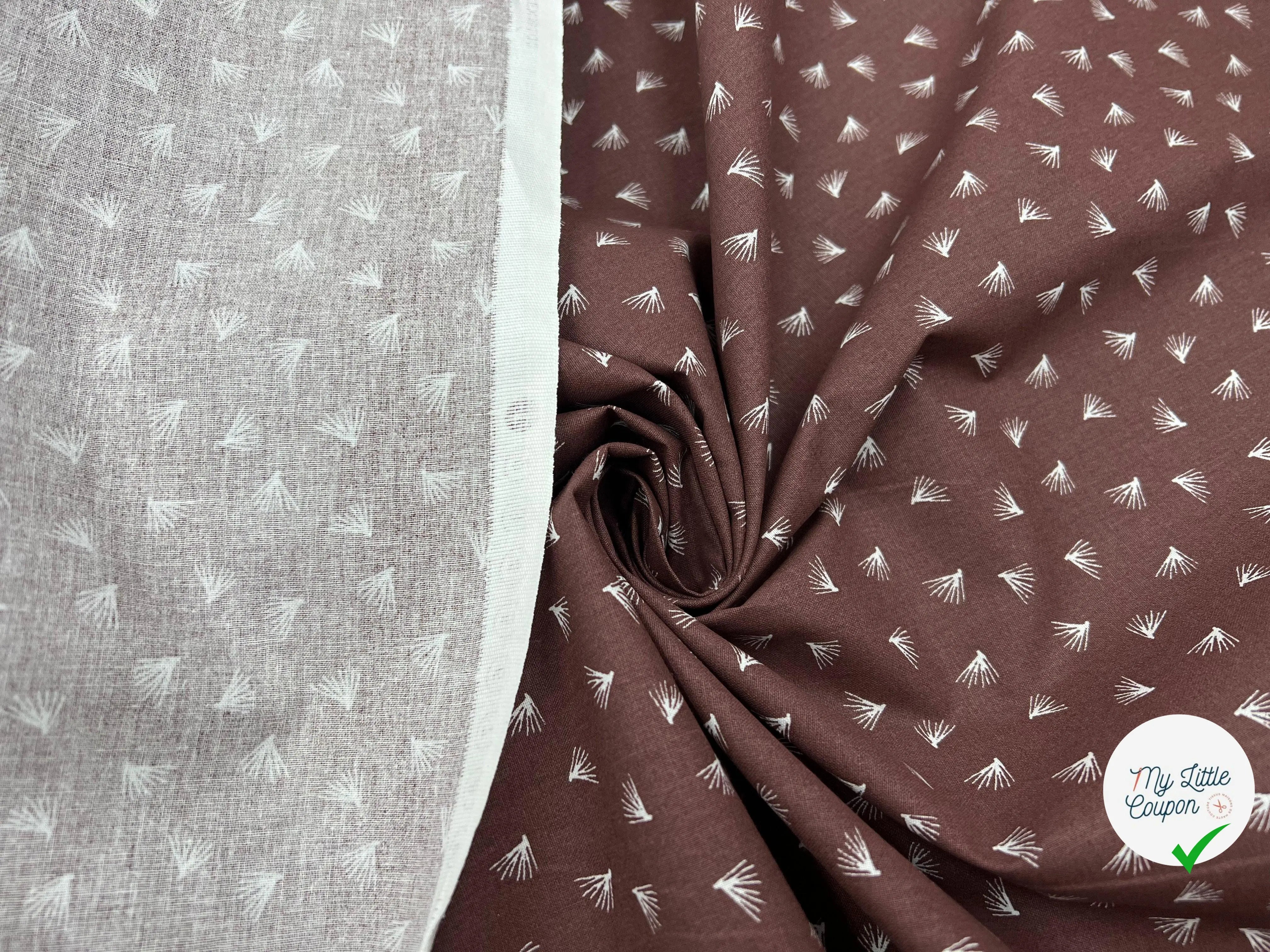 COTONNADE PIPSON PRUNE MARRON BLANC - My Little Coupon - tissu - coudre