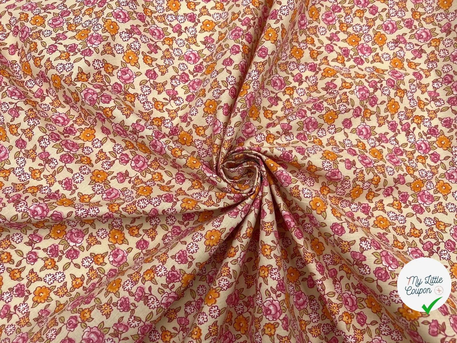 COTONNADE SARINA ROSE / ANIS - My Little Coupon - tissu - coudre