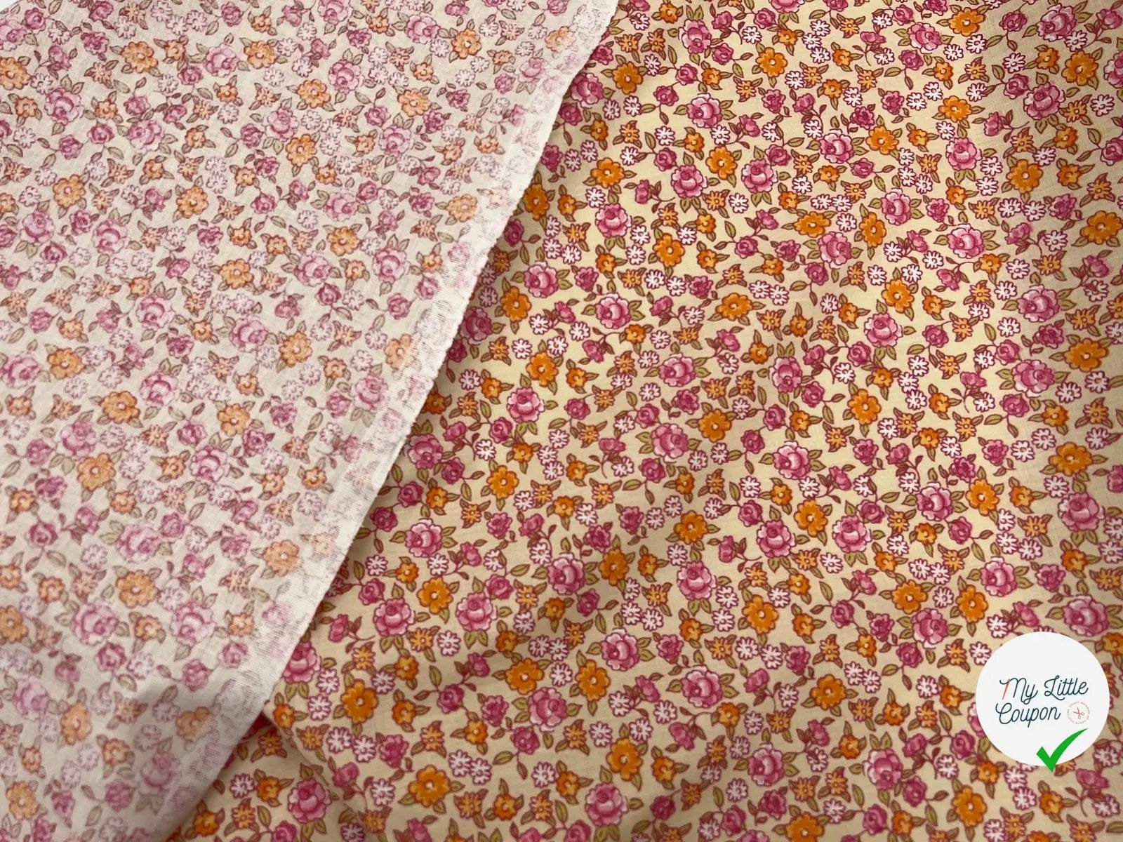 COTONNADE SARINA ROSE / ANIS - My Little Coupon - tissu - coudre