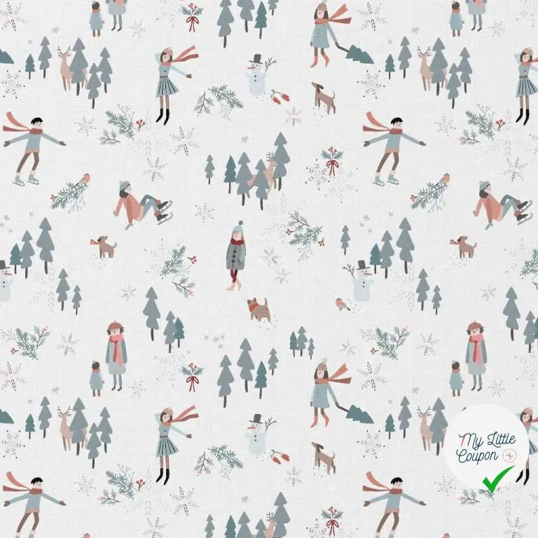 COTONNADE SNOWTIME BLANC / BLEU 1E NUM D1 150 - My Little Coupon