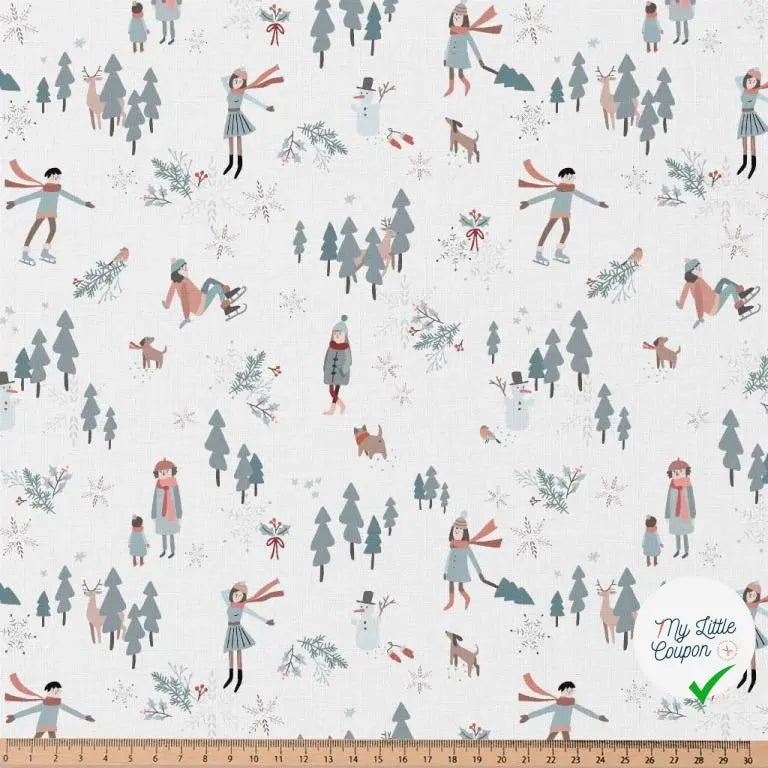 COTONNADE SNOWTIME BLANC / BLEU 1E NUM D1 150 - My Little Coupon