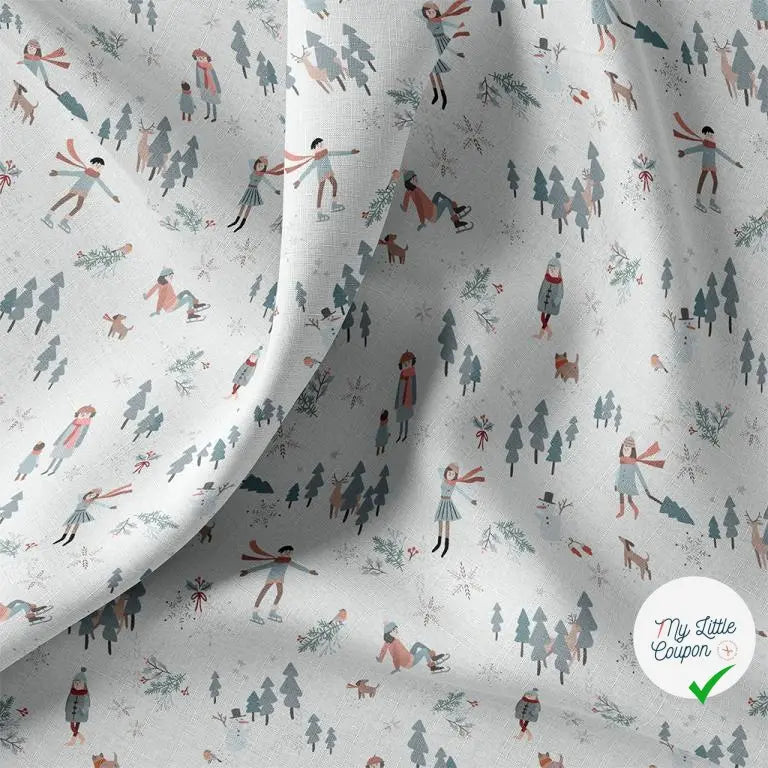 COTONNADE SNOWTIME BLANC / BLEU 1E NUM D1 150 - My Little Coupon