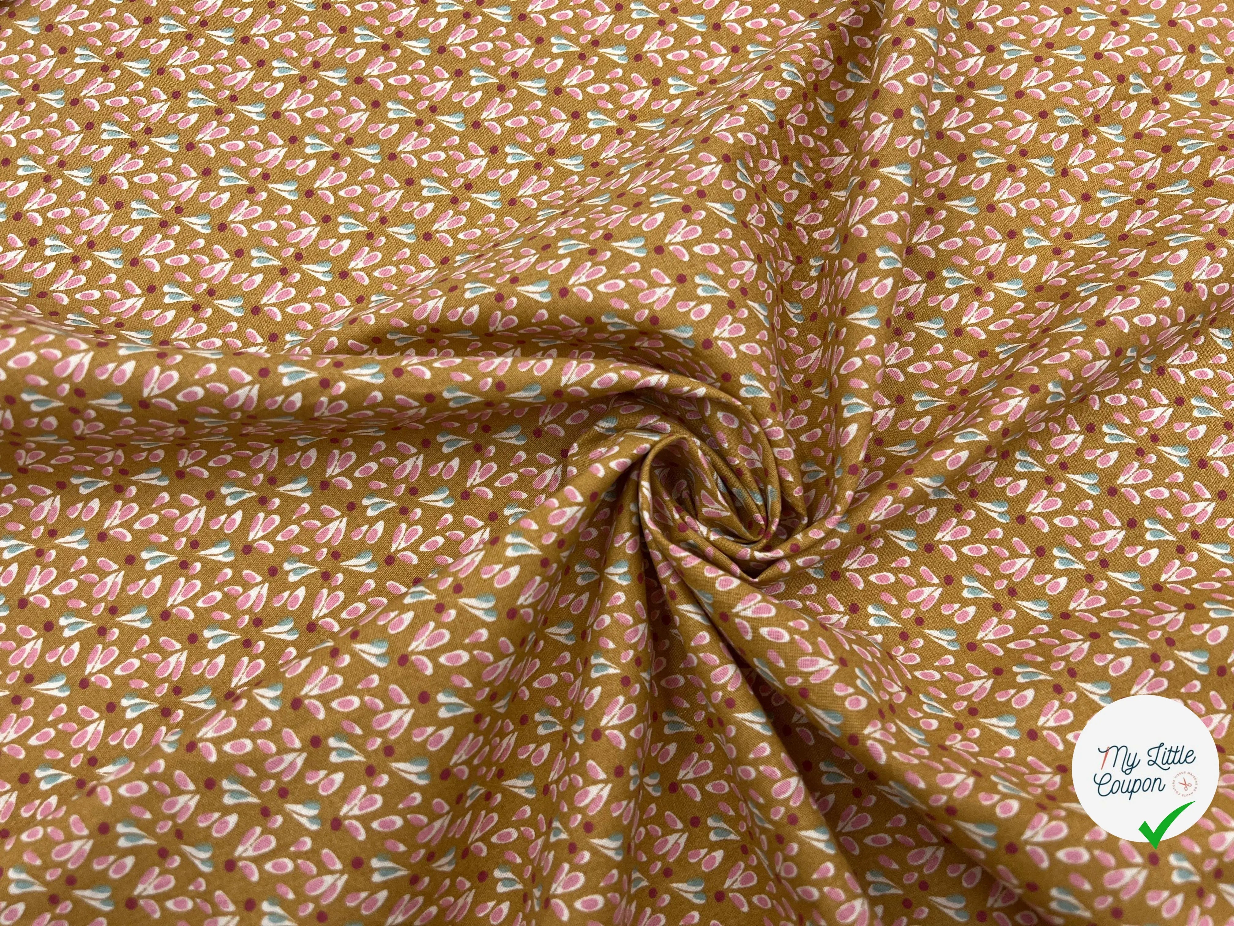 COTONNADE TIPAVAO CARAMEL ROSE FANÉE - My Little Coupon - tissu - coudre