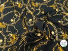 CREPE 100% VISCOSE MAROCAINE FOND NOIR IMPRIMÉ TIGER & CHAINS - My Little Coupon