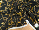 CREPE 100% VISCOSE MAROCAINE FOND NOIR IMPRIMÉ TIGER & CHAINS - My Little Coupon
