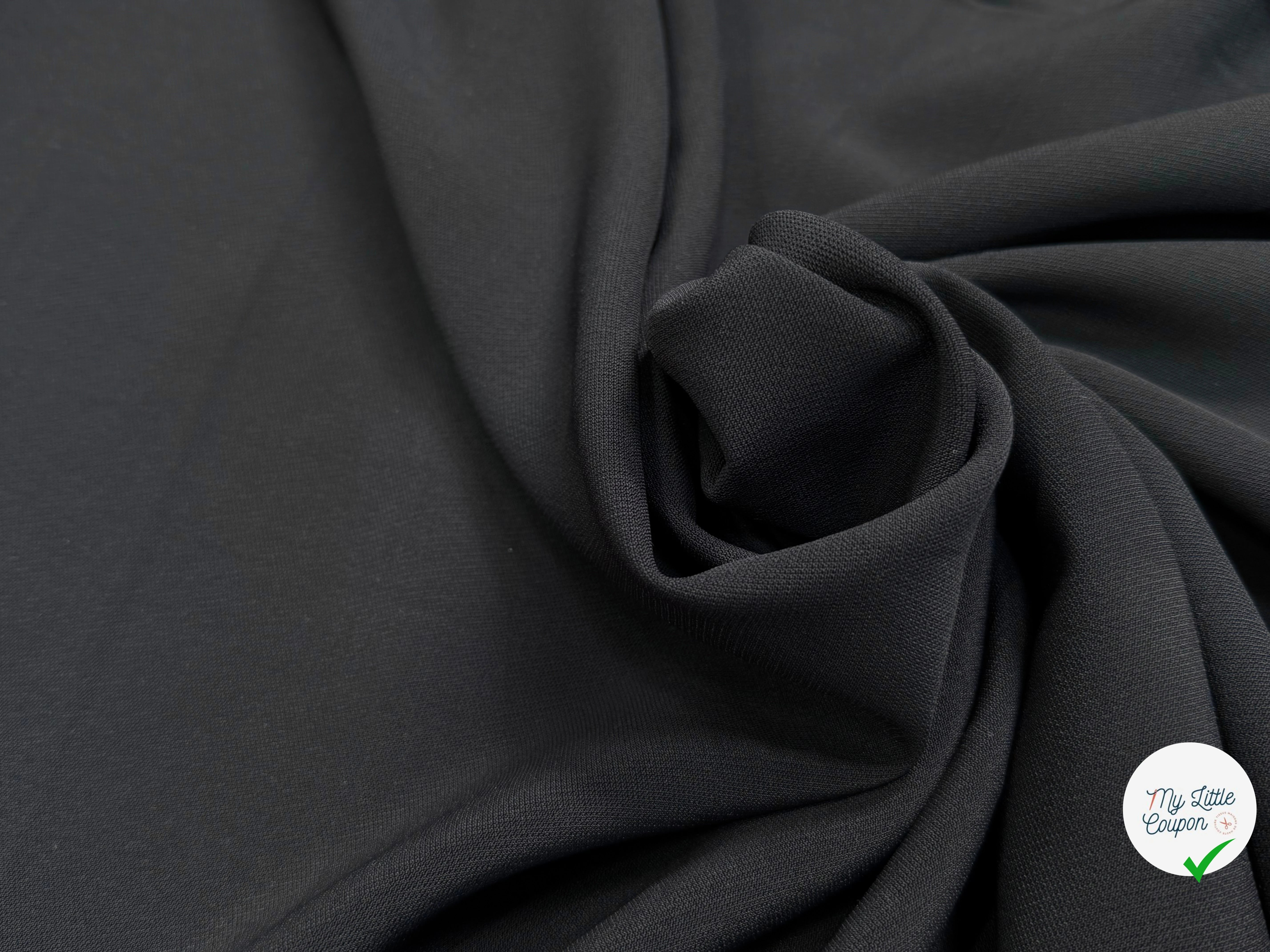 CREPE ACETATE VISCOSE SÉMI-LOURD LÉGÈREMENT SERGÉ NOIR - My Little Coupon