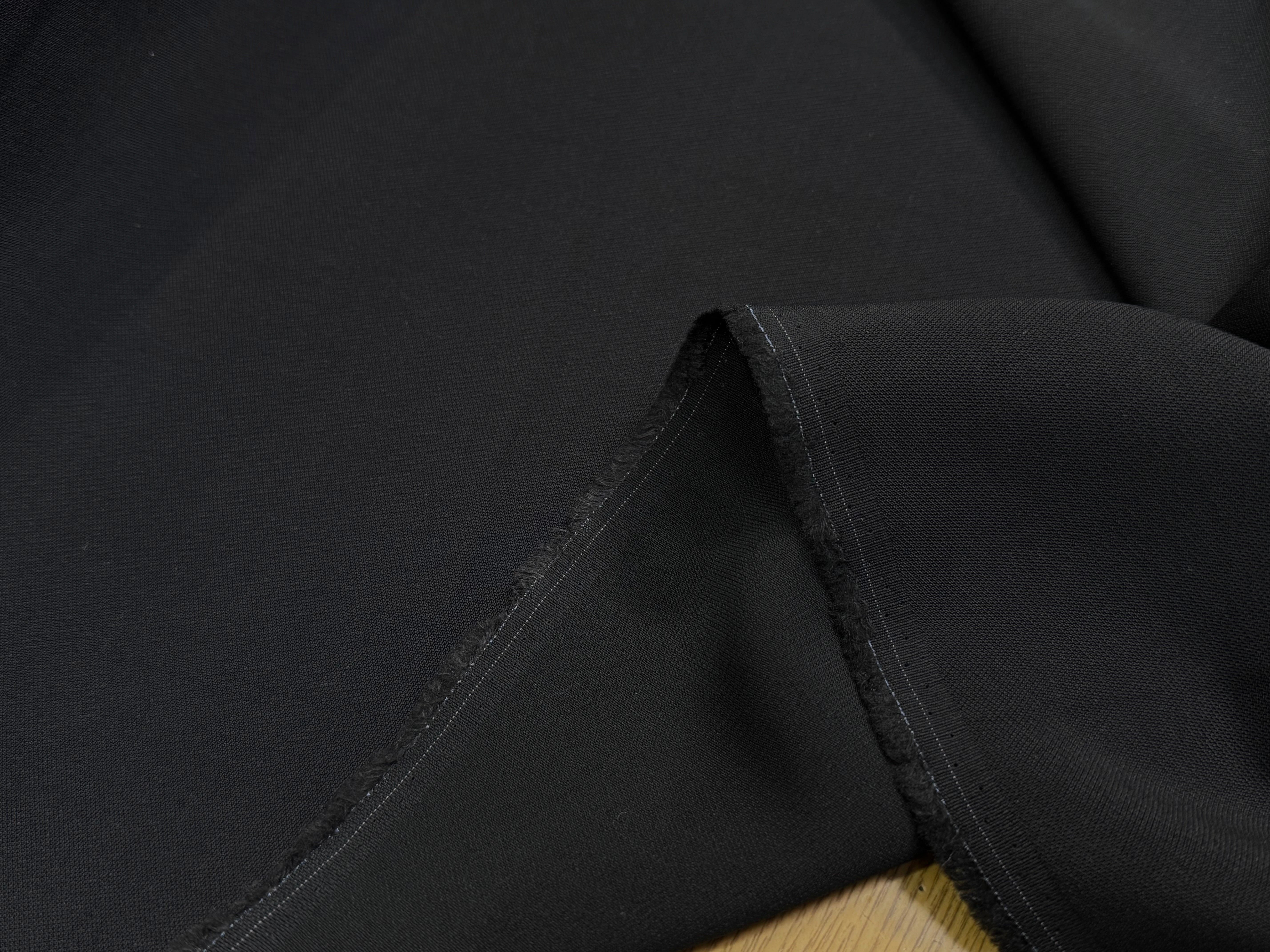 CREPE ACETATE VISCOSE SÉMI-LOURD LÉGÈREMENT SERGÉ NOIR - My Little Coupon
