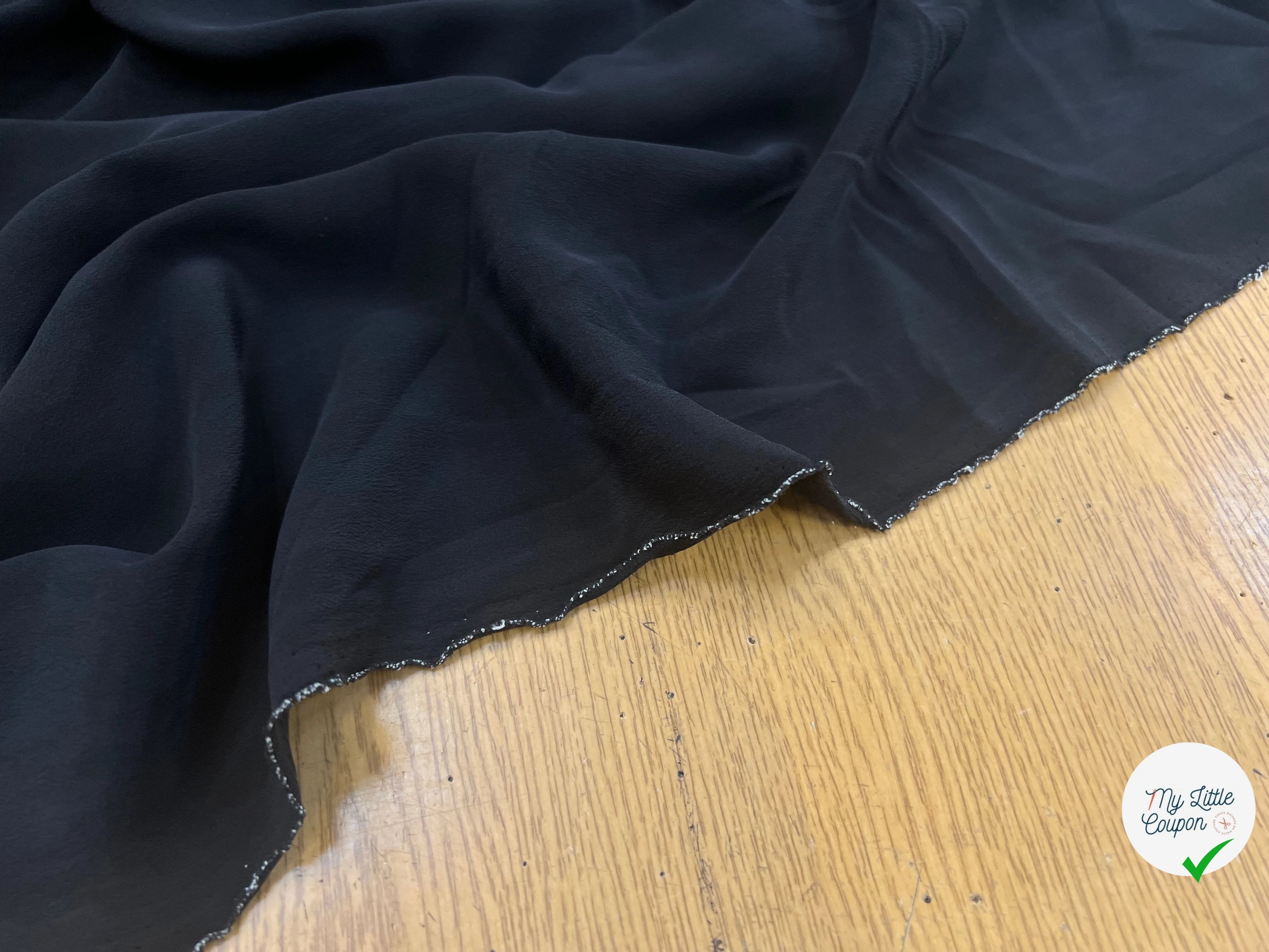 CREPE DE CHINE 100% SOIE NOIR ITALIA - My Little Coupon