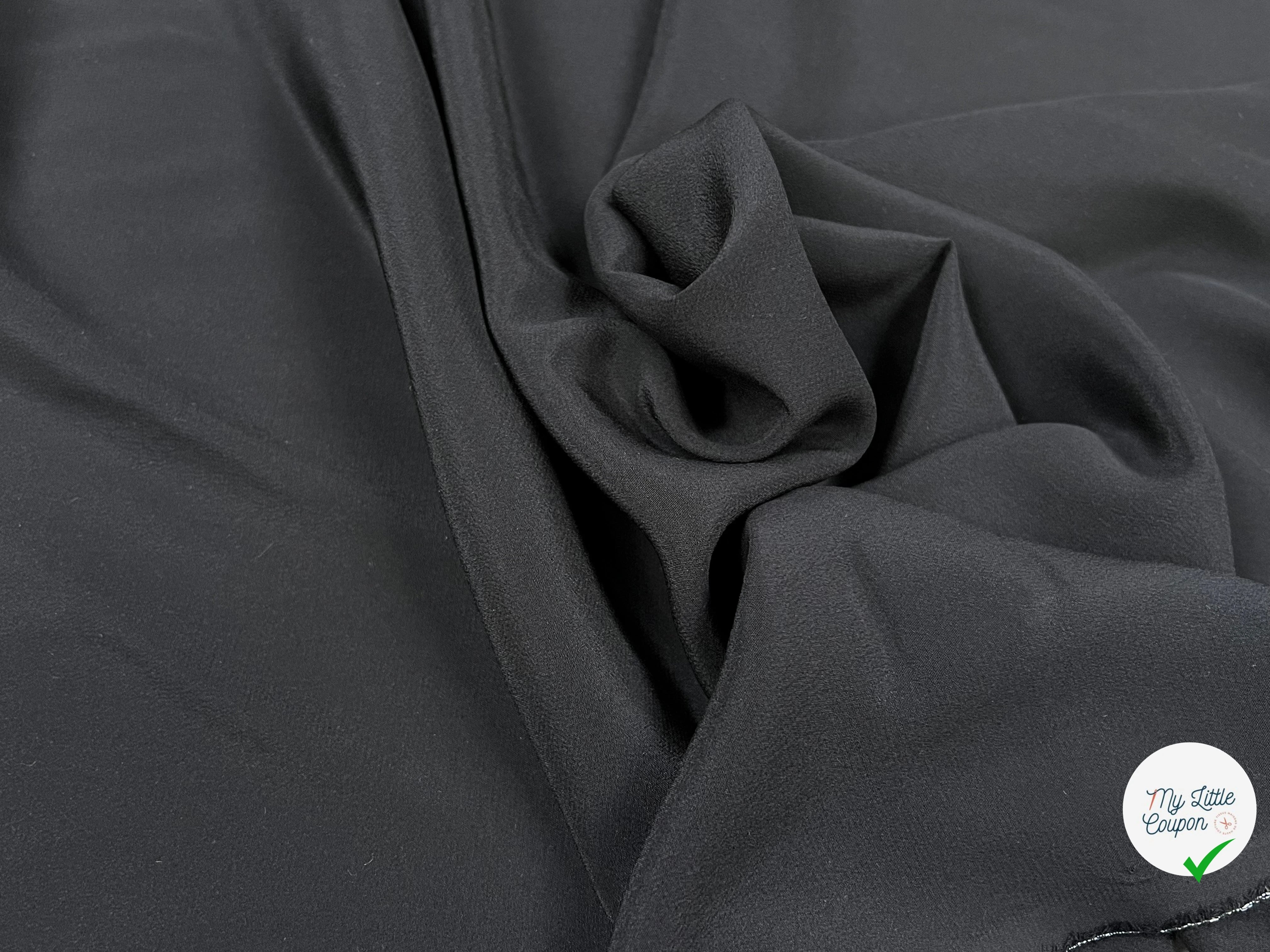CREPE DE CHINE 100% SOIE UNI NOIR - My Little Coupon
