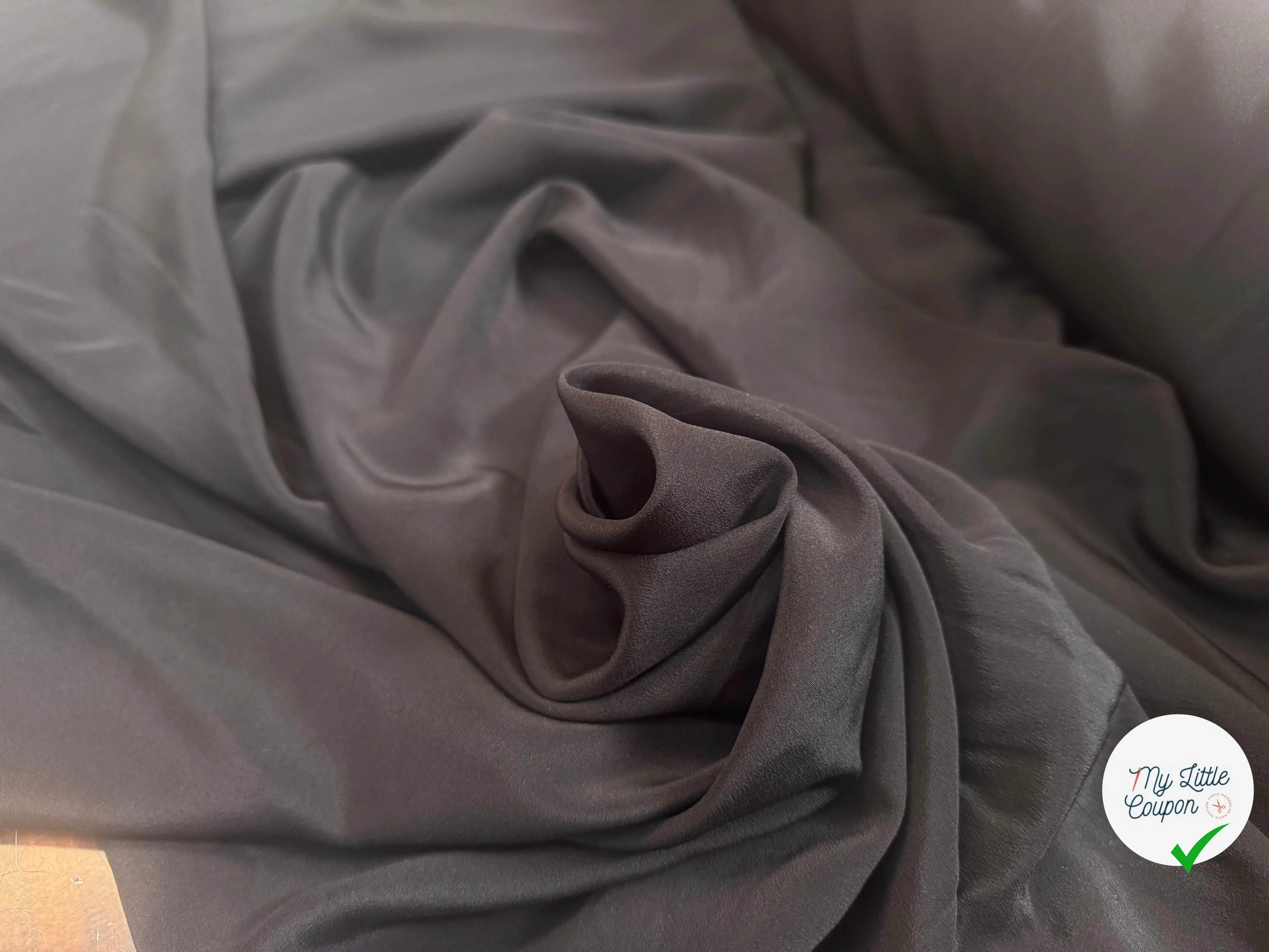 CREPE DE CHINE 100% SOIE UNI NOIR - My Little Coupon