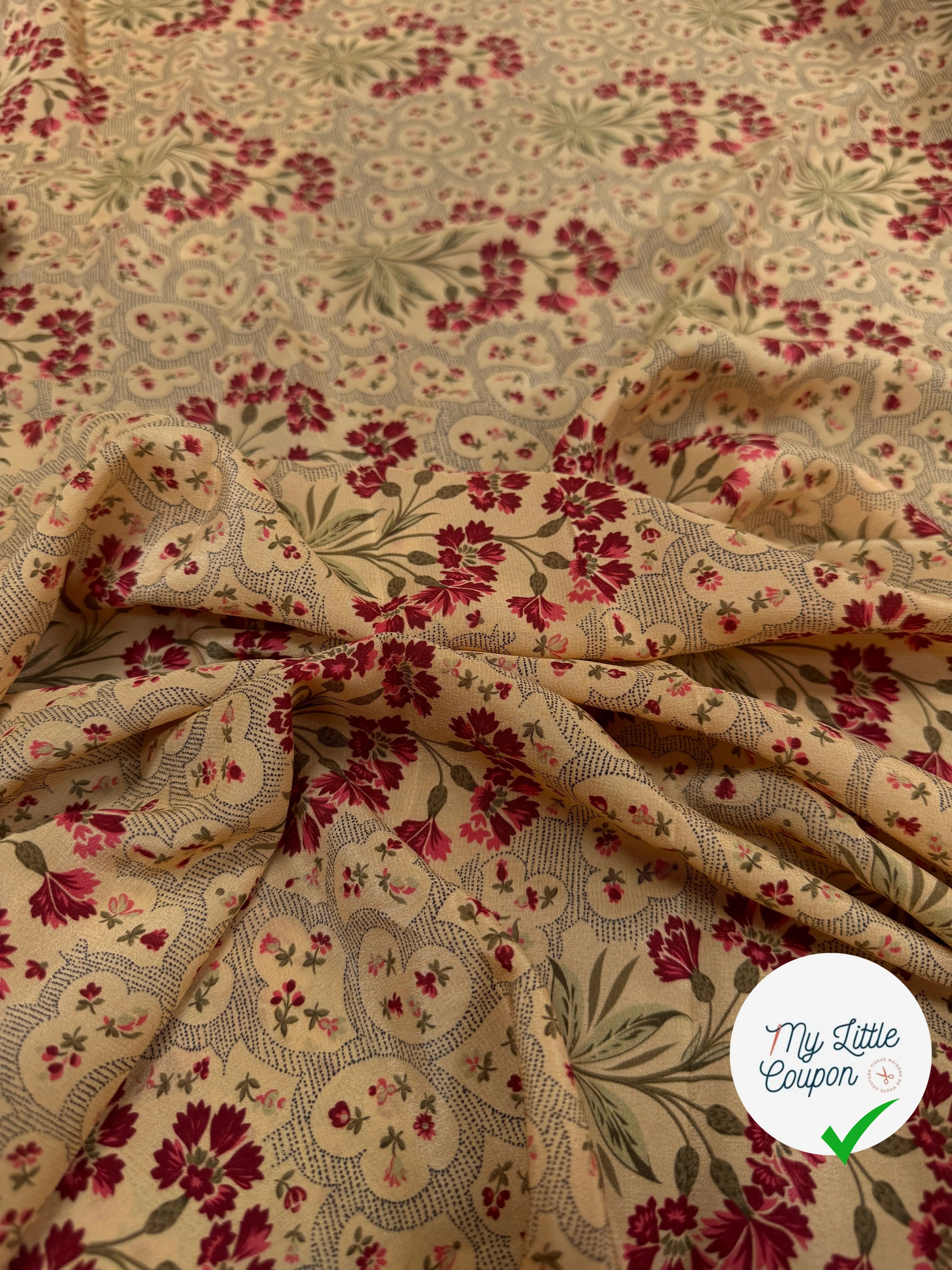 CREPE DE CHINE BOUQUET DE TOSCANE 100%SOIE - My Little Coupon