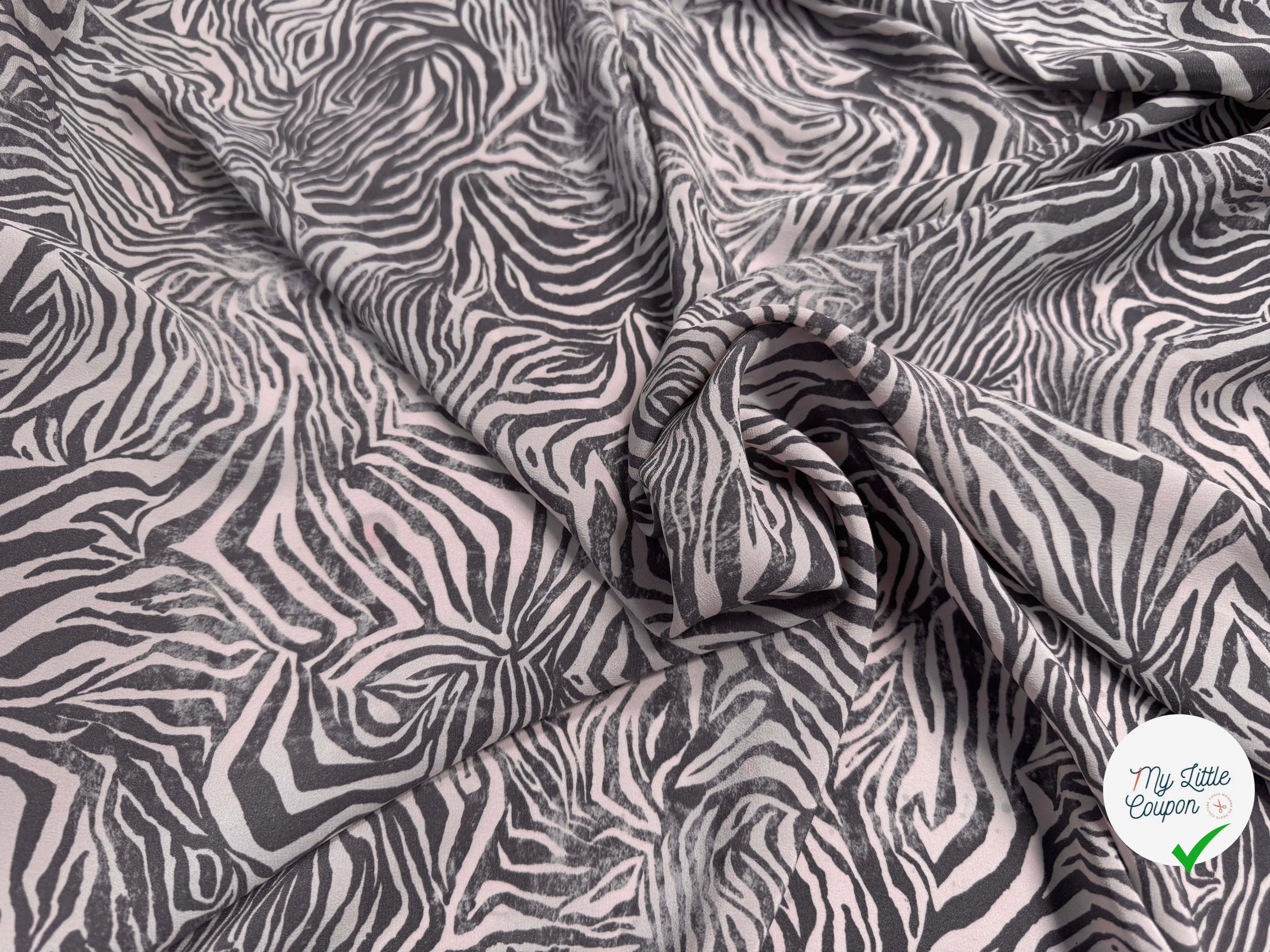 CREPE DE CHINE PINKY ZEBRA 100% SOIE - My Little Coupon