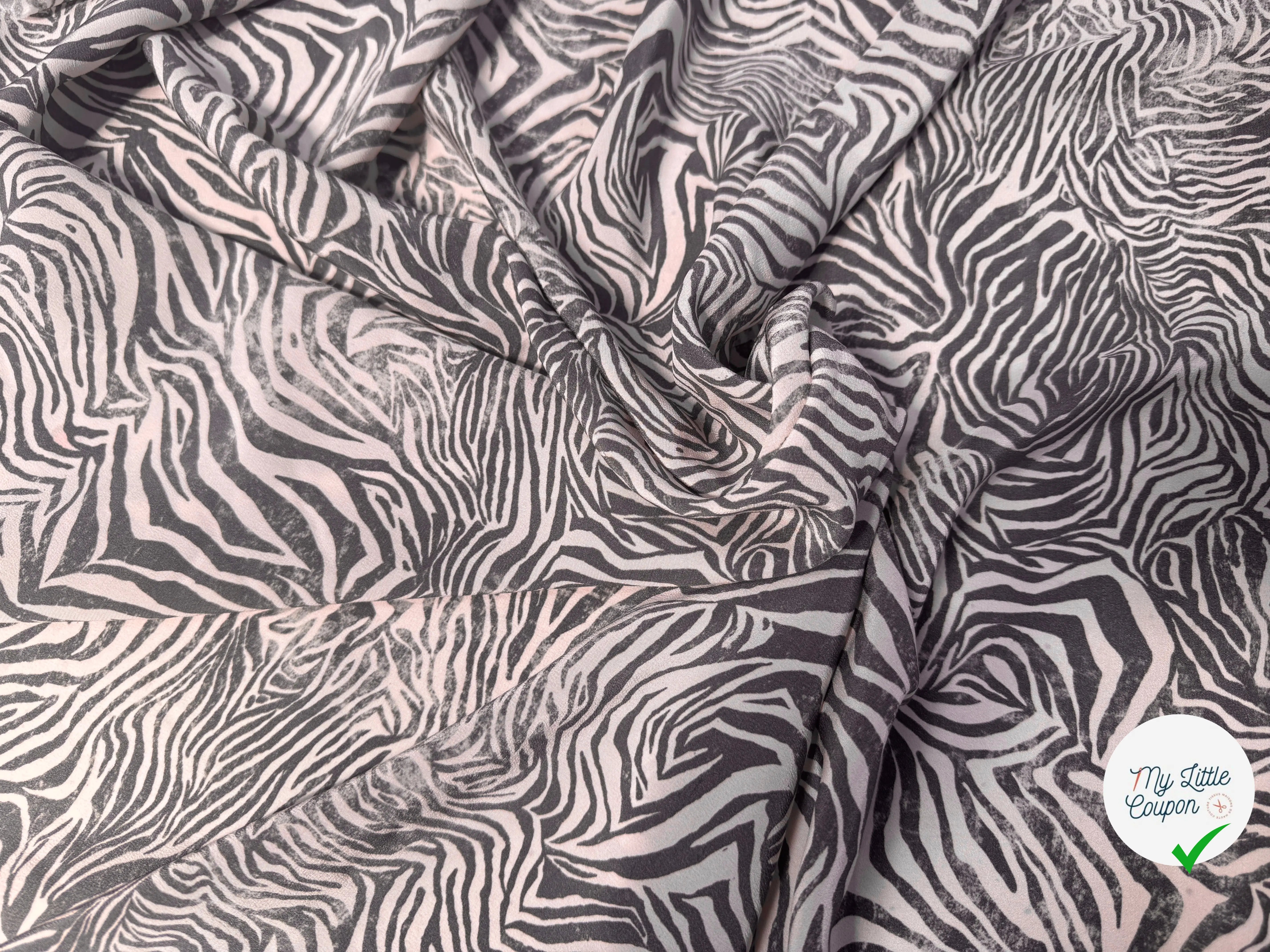 CREPE DE CHINE PINKY ZEBRA 100% SOIE - My Little Coupon