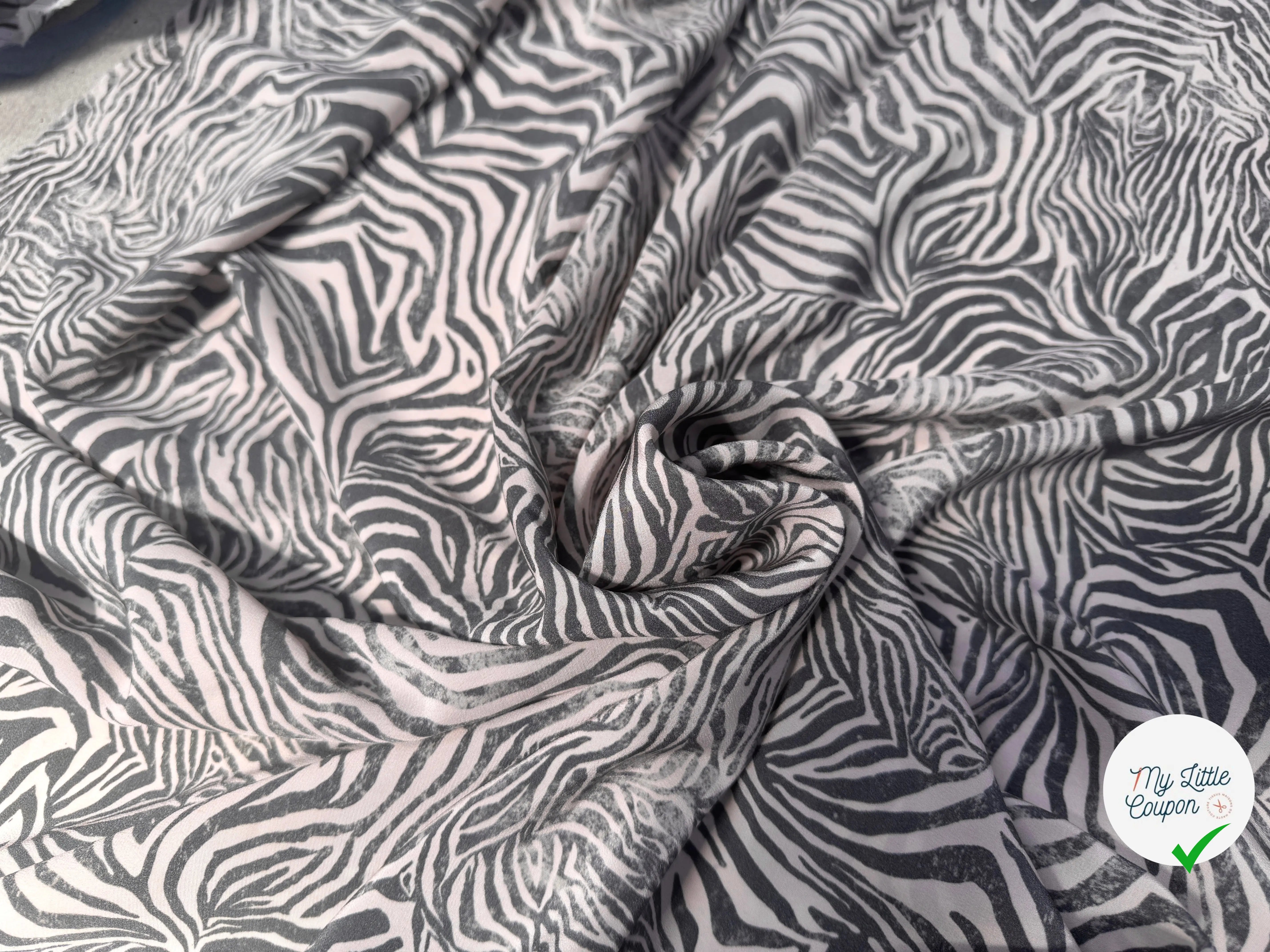 CREPE DE CHINE PINKY ZEBRA 100% SOIE - My Little Coupon