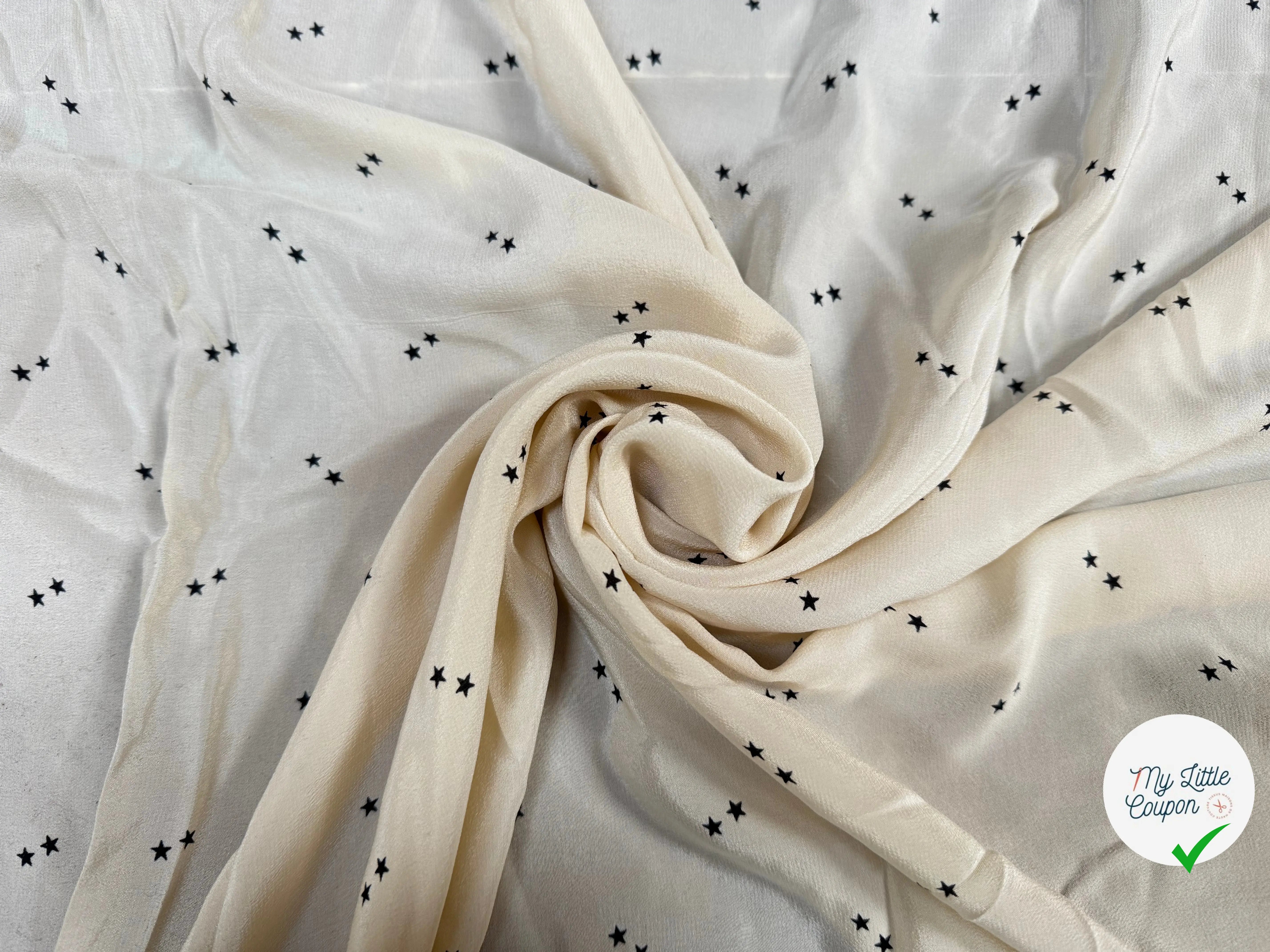 CRÊPE DE CHINE SOIE ÉTOILÉ FOND CRÈME - My Little Coupon