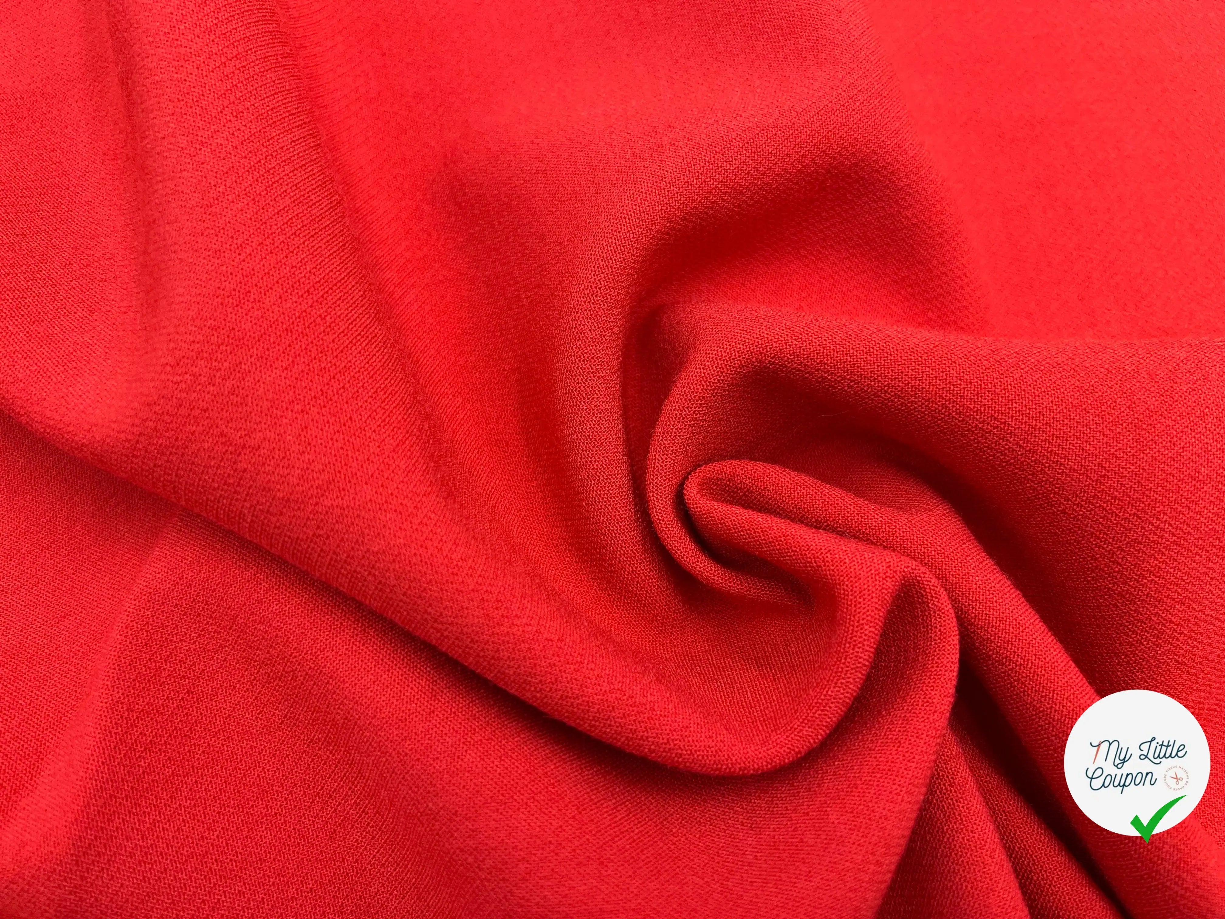 CRÊPE DE LAINE VISCOSE STRETCH ROUGE VERMILLON - My Little Coupon - tissu - coudre