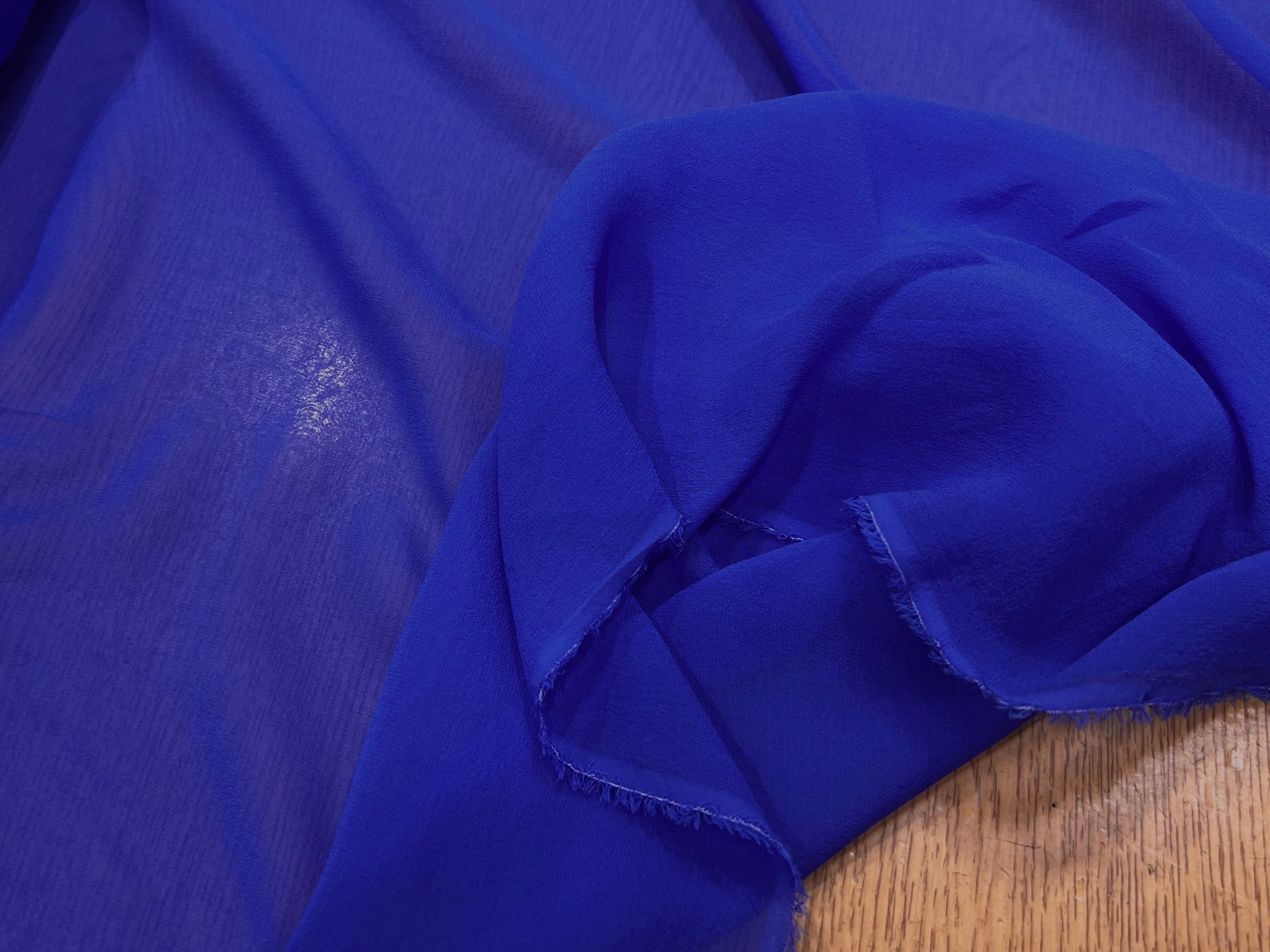 CREPE DE SOIE BLEU SAPHIR 100% SOIE - My Little Coupon