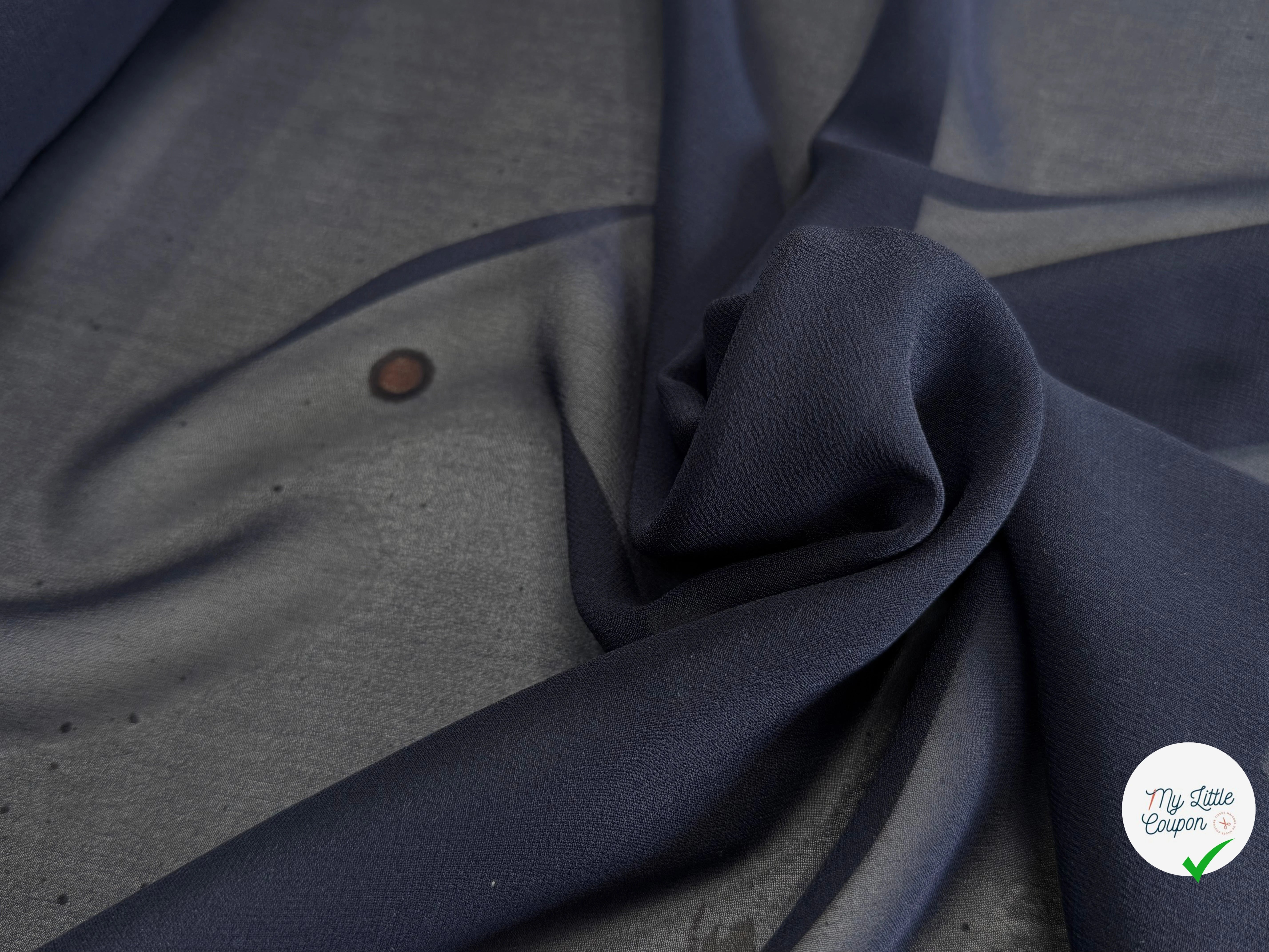 CREPE DE SOIE DOUBLE GEORGETTE FLUIDE BLEU NUIT - My Little Coupon
