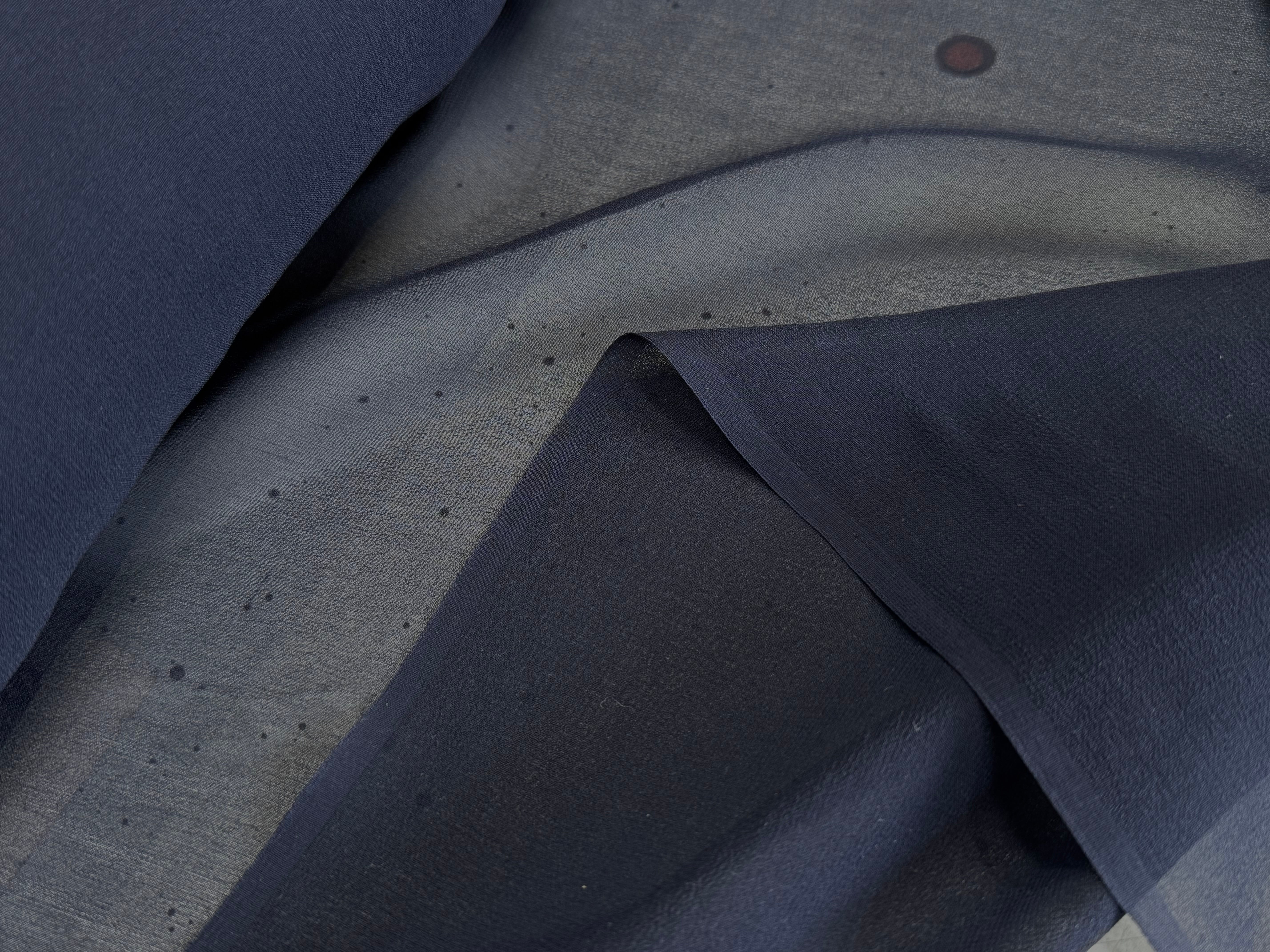 CREPE DE SOIE DOUBLE GEORGETTE FLUIDE BLEU NUIT - My Little Coupon