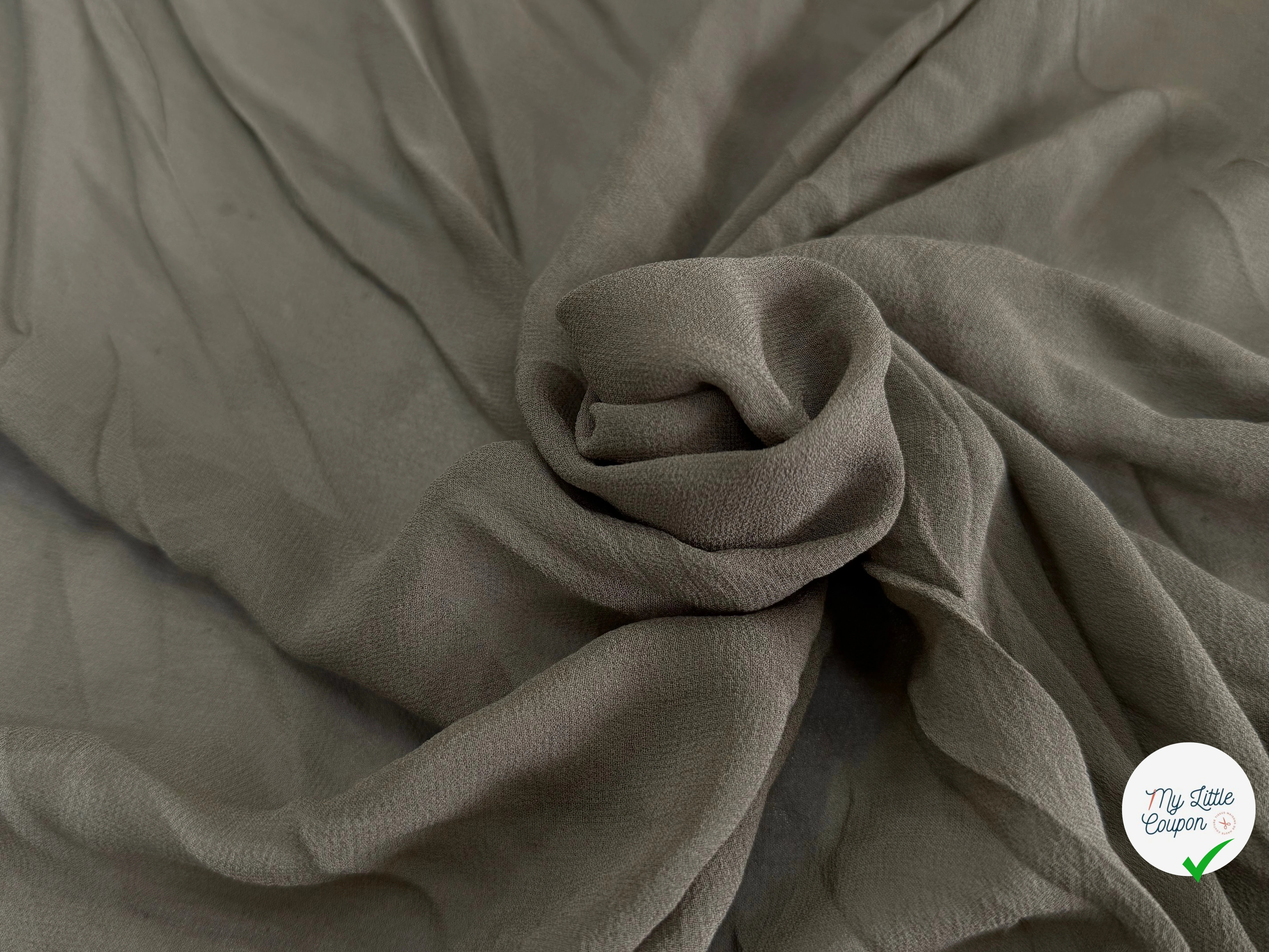 CREPE DE SOIE DOUBLE GEORGETTE FLUIDE KAKI - My Little Coupon