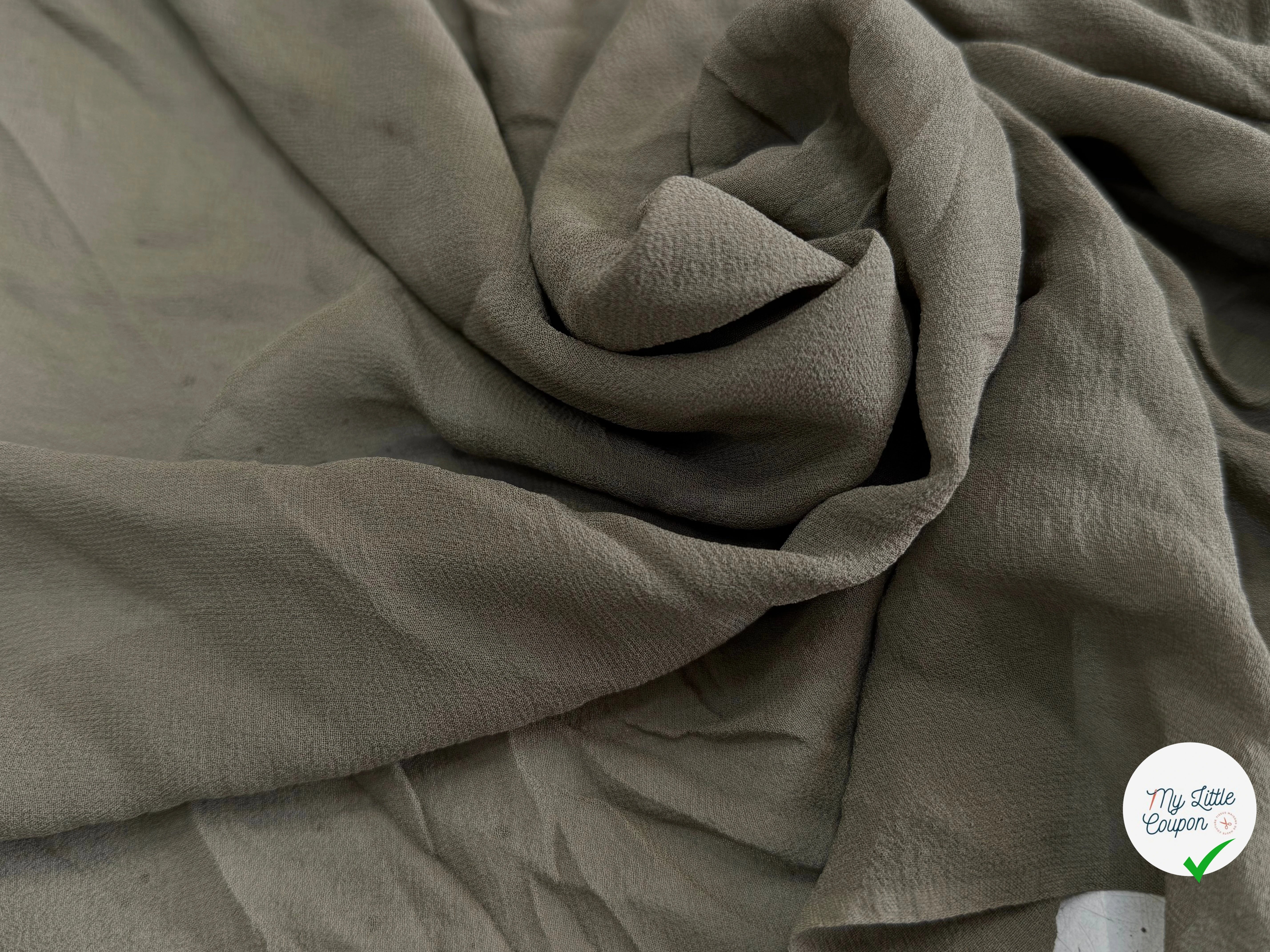 CREPE DE SOIE DOUBLE GEORGETTE FLUIDE KAKI - My Little Coupon