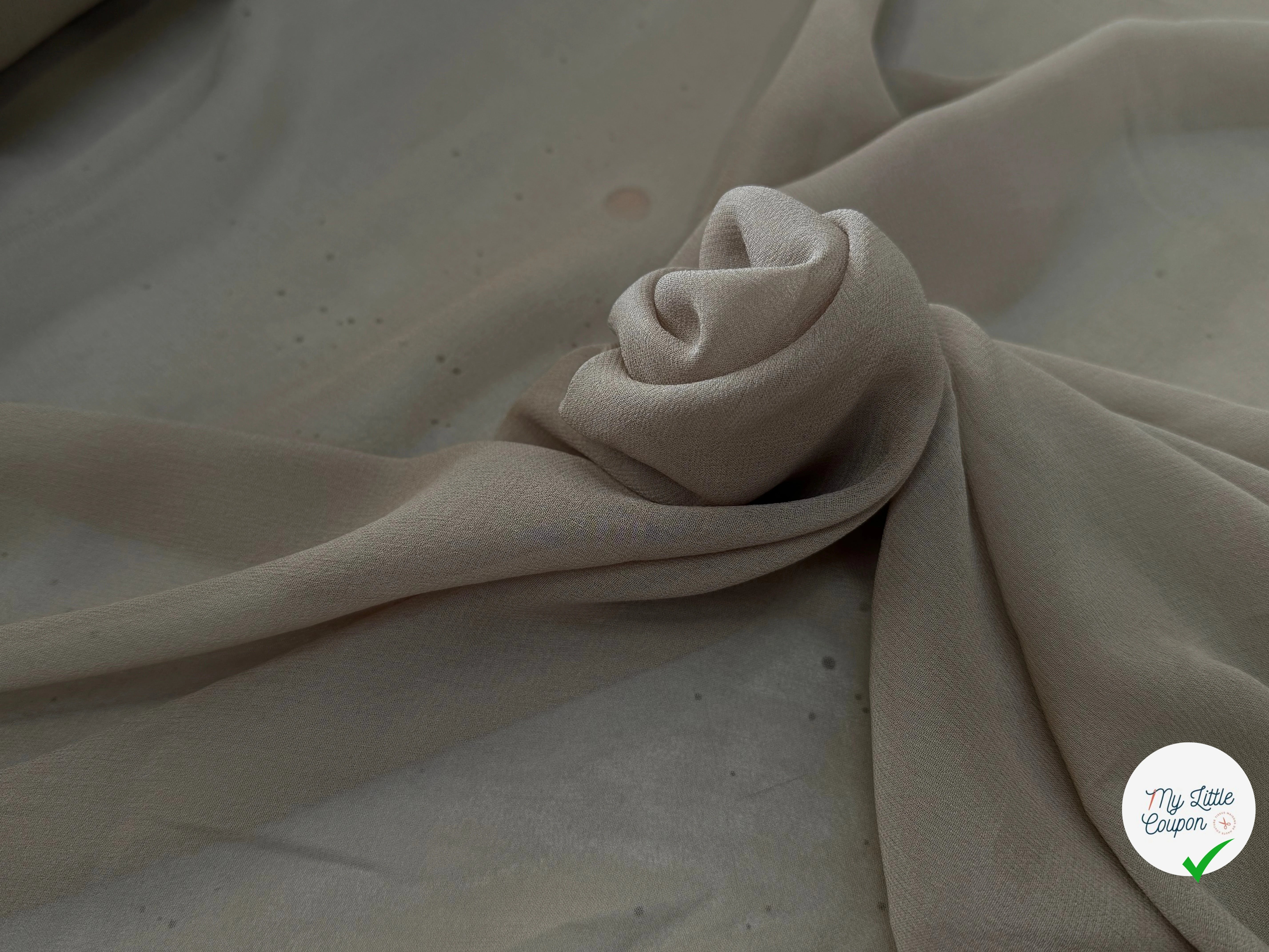 CREPE DE SOIE DOUBLE GEORGETTE LAIZE 100 BEIGE FONCÉ - My Little Coupon