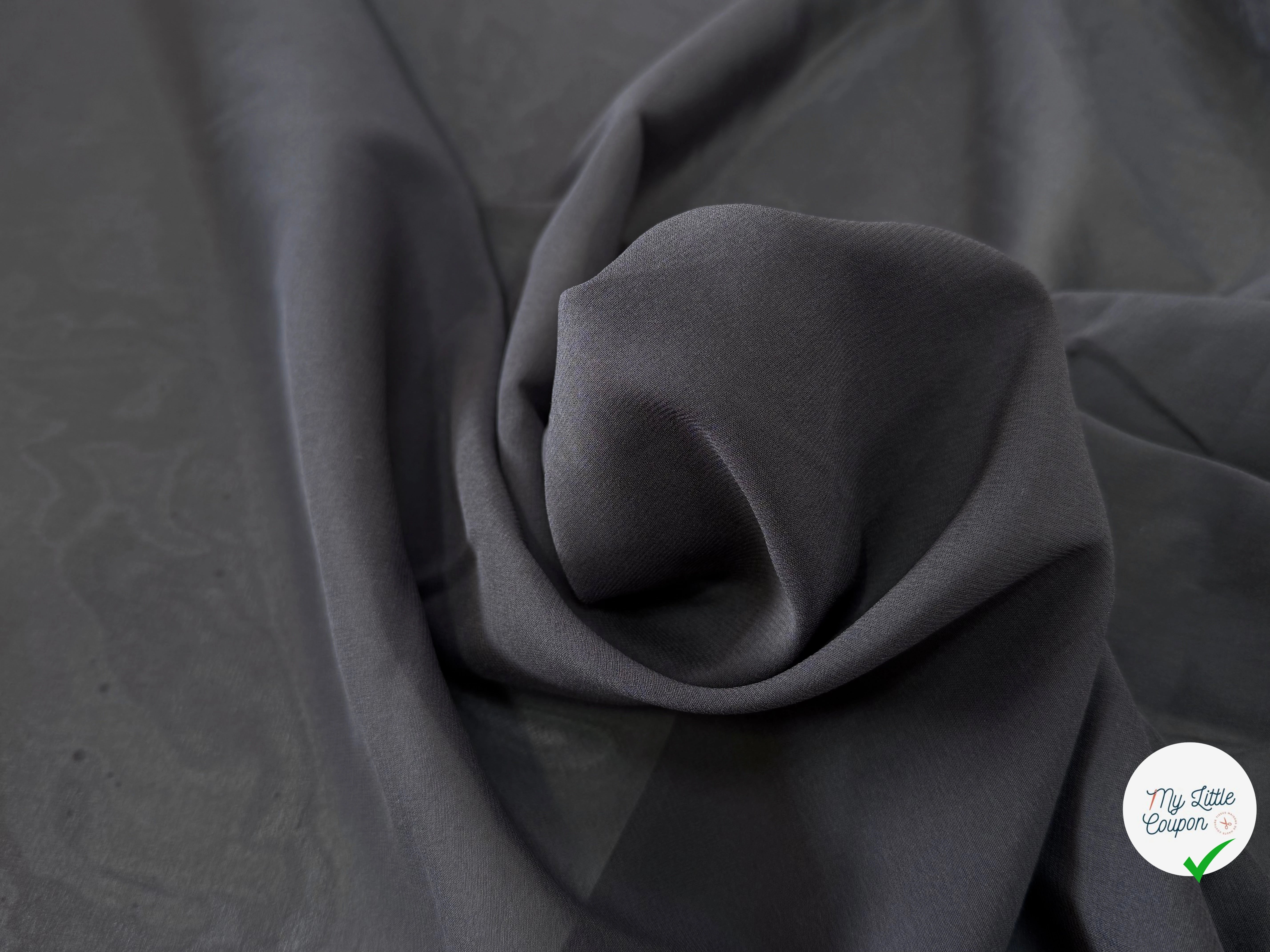 CREPE DE SOIE DOUBLE GEORGETTE LAIZE 100 STRETCH BLEU GRIS - My Little Coupon