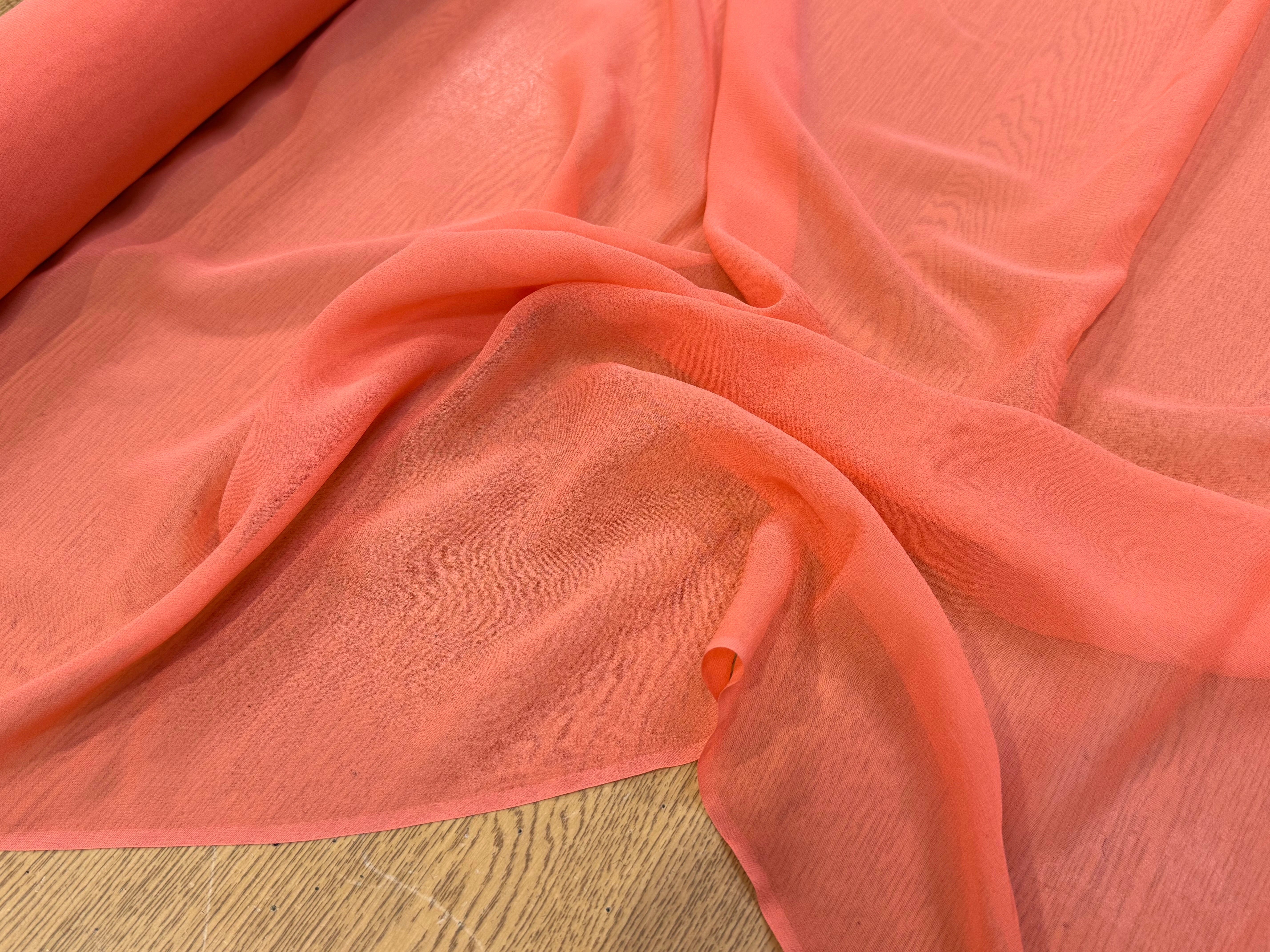 CREPE DE SOIE DOUBLE GEORGETTE LAIZE 115 ORANGE PÊCHE - My Little Coupon