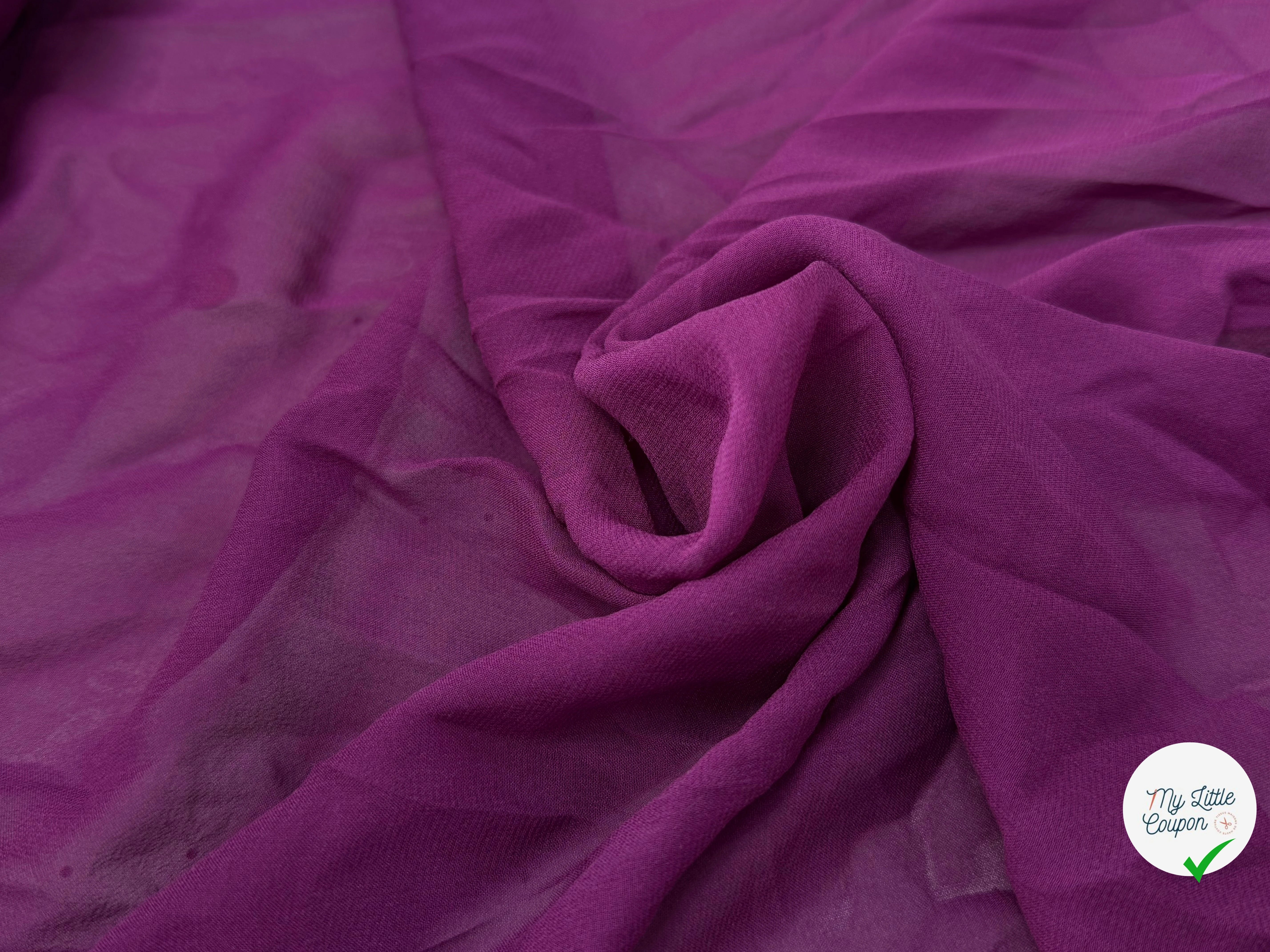 CREPE DE SOIE DOUBLE GEORGETTE ROSE VIOLET 140 DE LAIZE - My Little Coupon