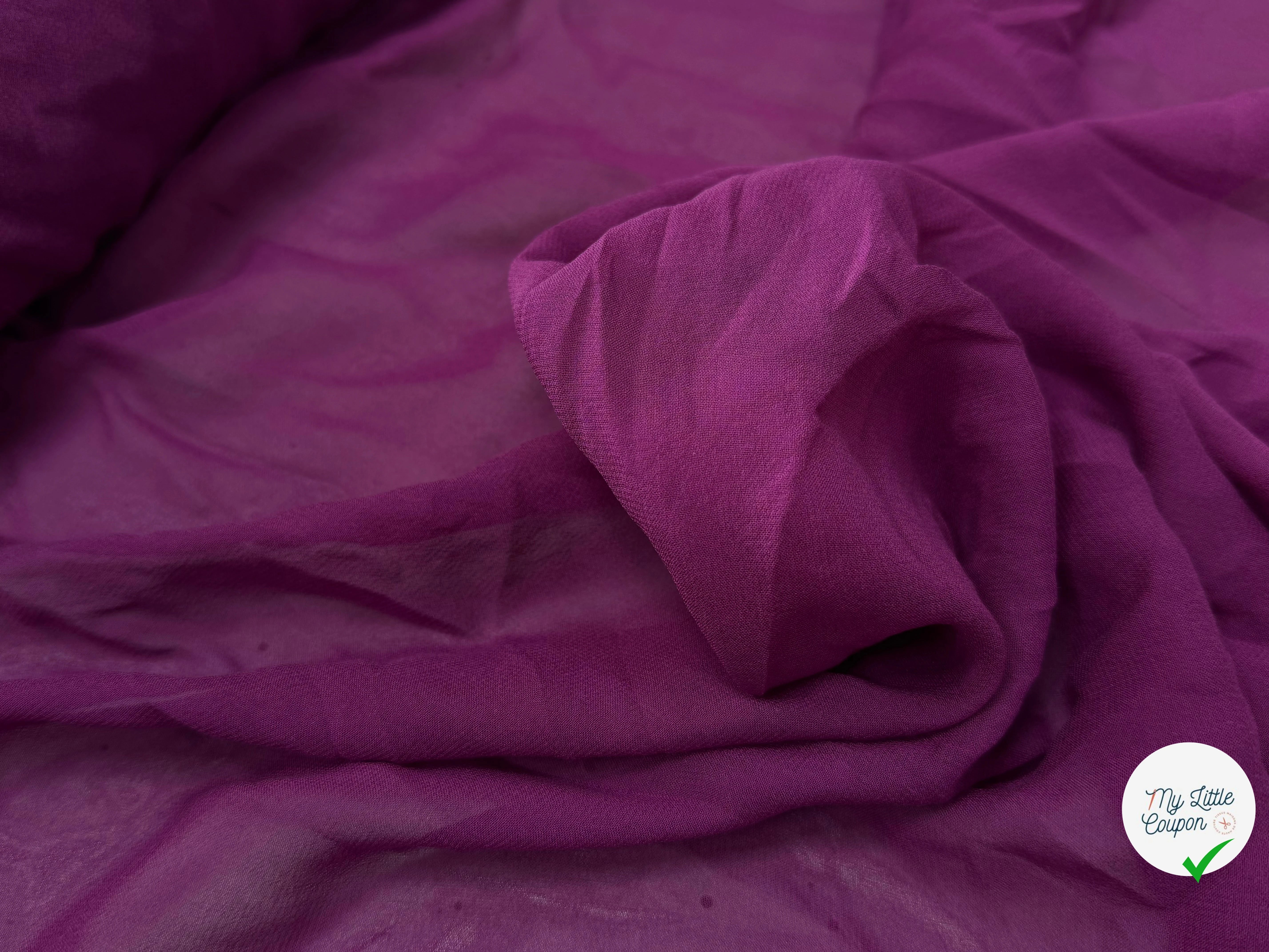 CREPE DE SOIE DOUBLE GEORGETTE ROSE VIOLET 140 DE LAIZE - My Little Coupon