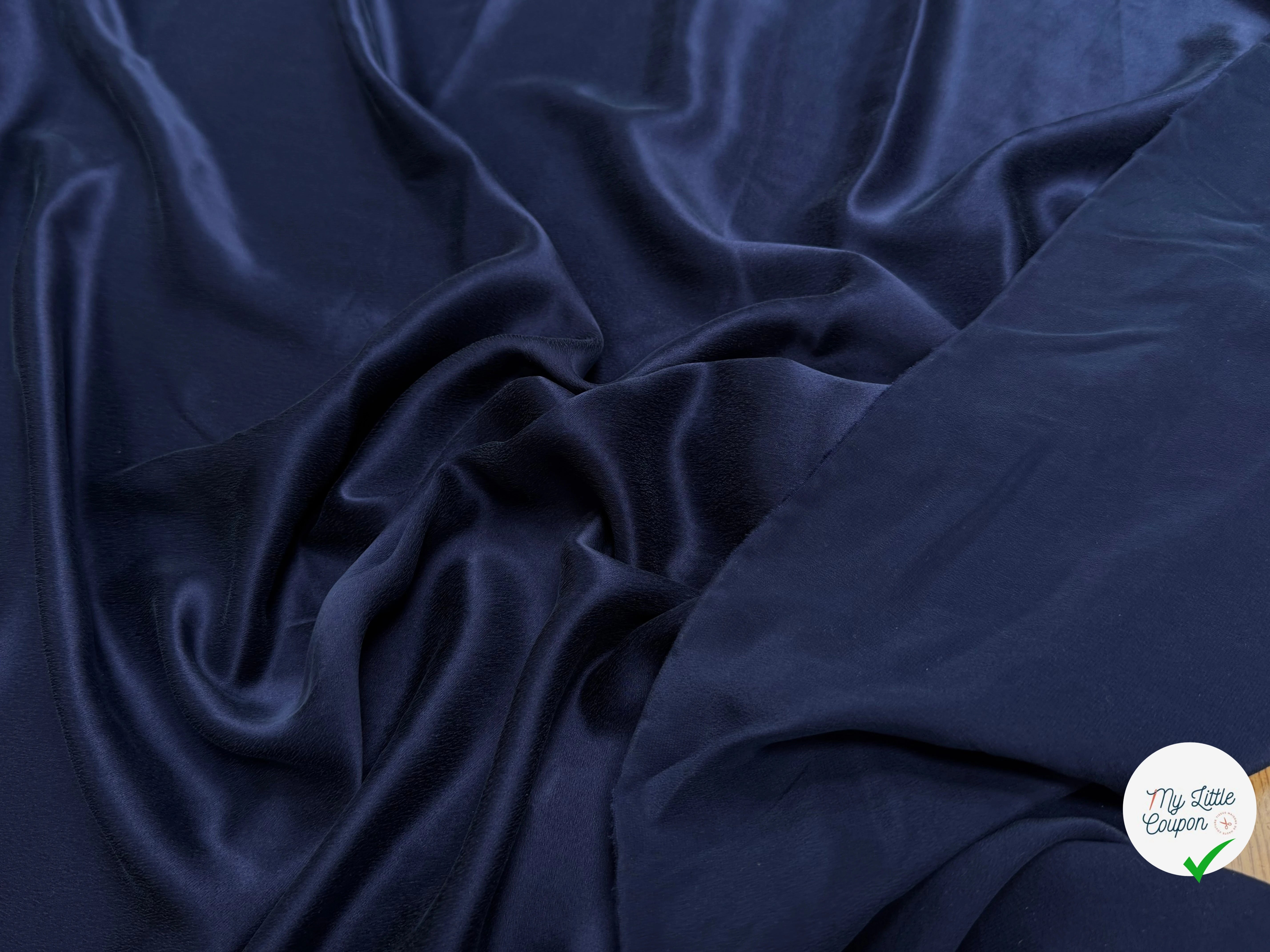 CREPE DE SOIE ENVERS SATIN VELOUTÉ BLEU - My Little Coupon