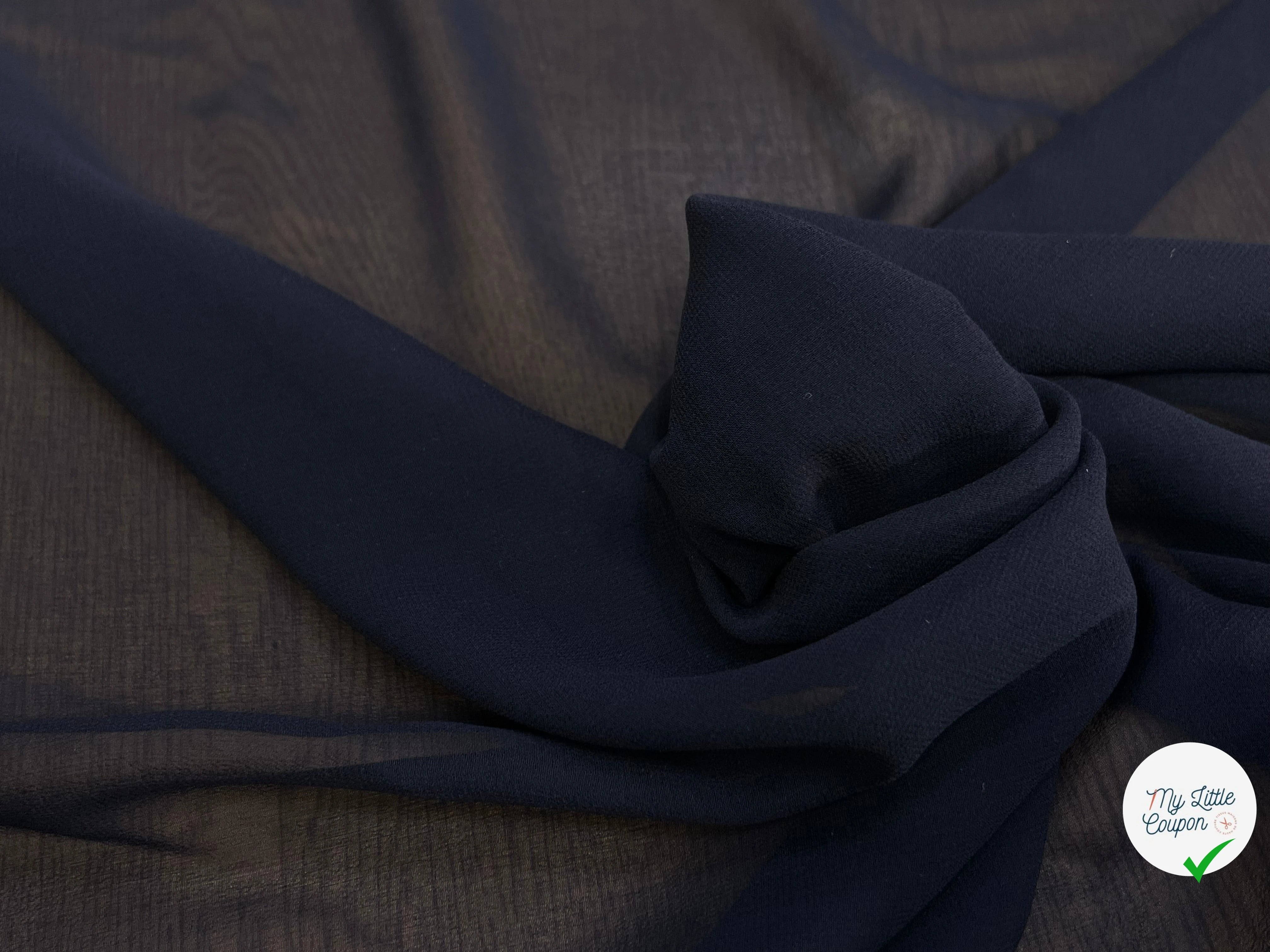 CREPE DE SOIE FLUIDE 140 DE LAIZE 100% SOIE BLEU NUIT - My Little Coupon
