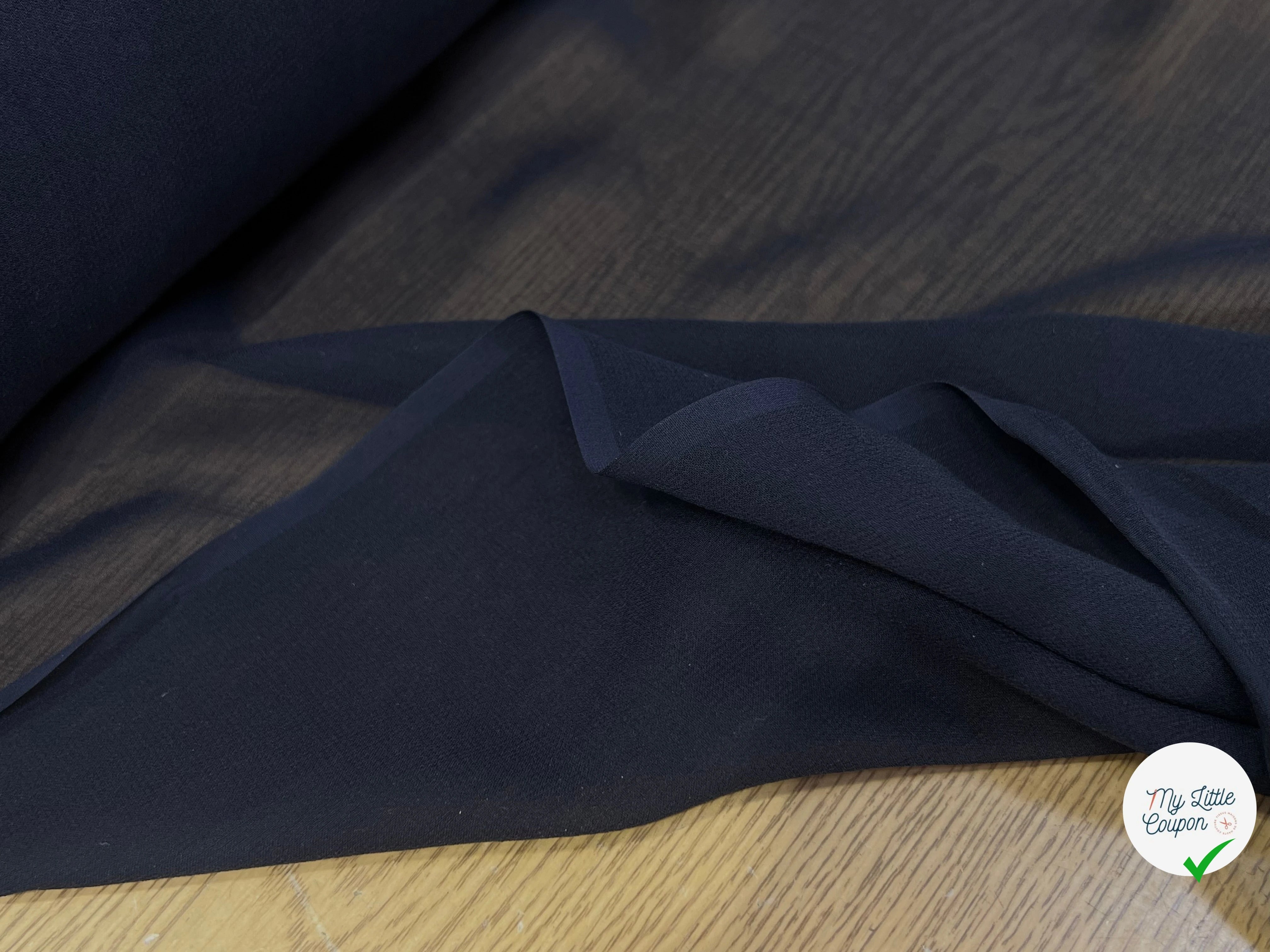 CREPE DE SOIE FLUIDE 140 DE LAIZE 100% SOIE BLEU NUIT - My Little Coupon