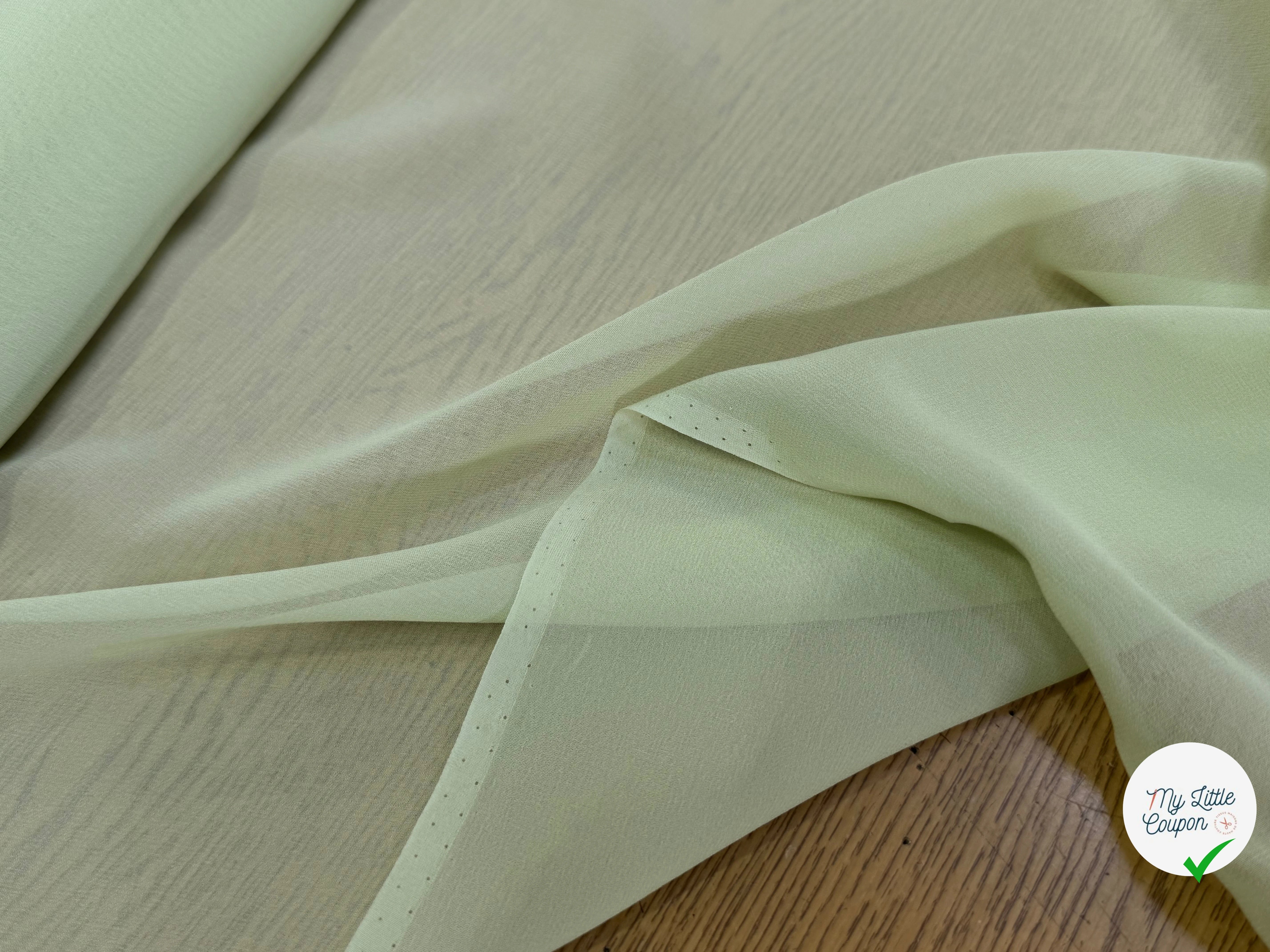 CREPE DE SOIE FLUIDE 140 DE LAIZE 100% SOIE LIGHT GREEN - My Little Coupon