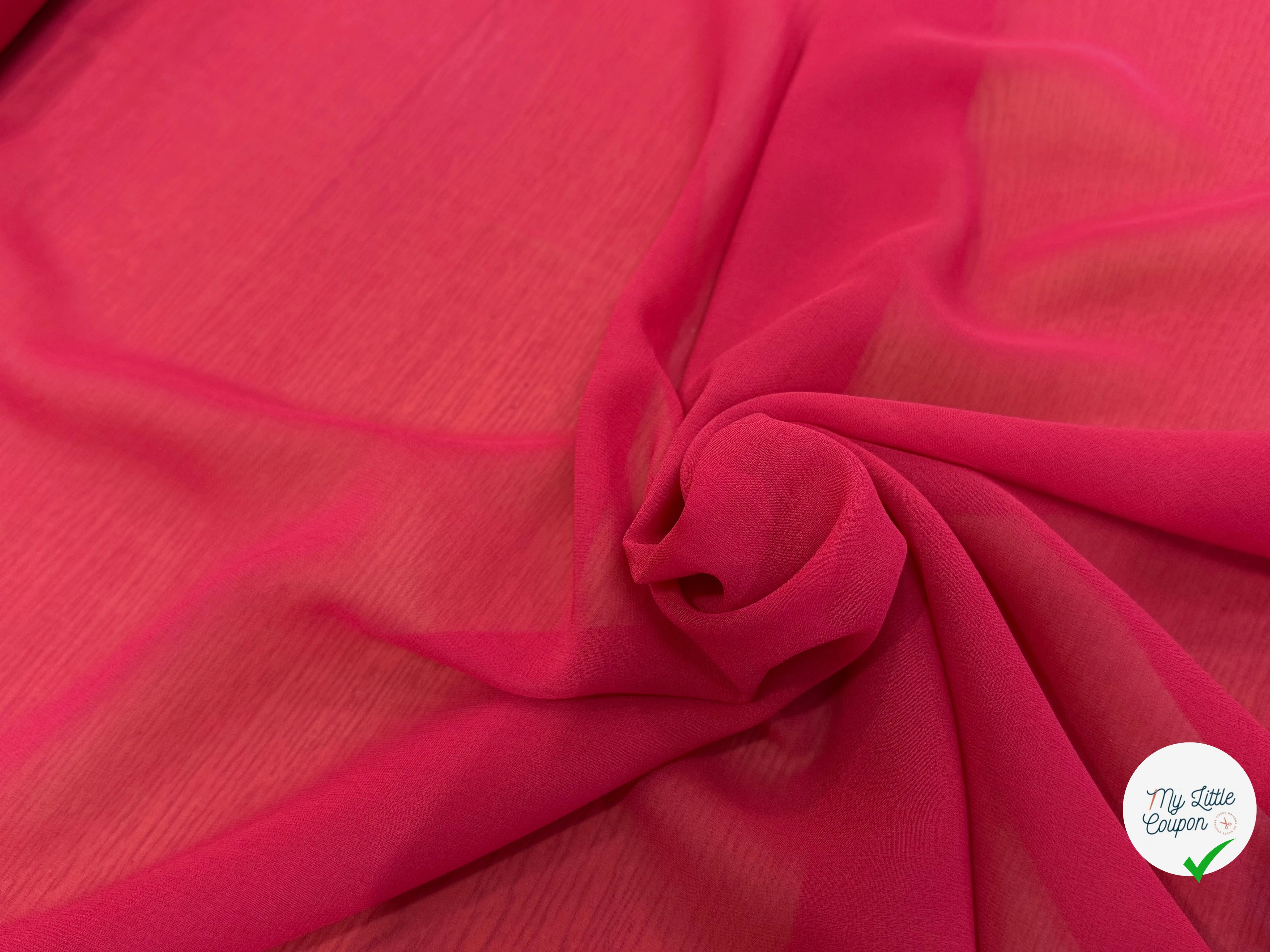 CREPE DE SOIE FLUIDE DOUBLE GEORGETTE ROSE BONBON - My Little Coupon
