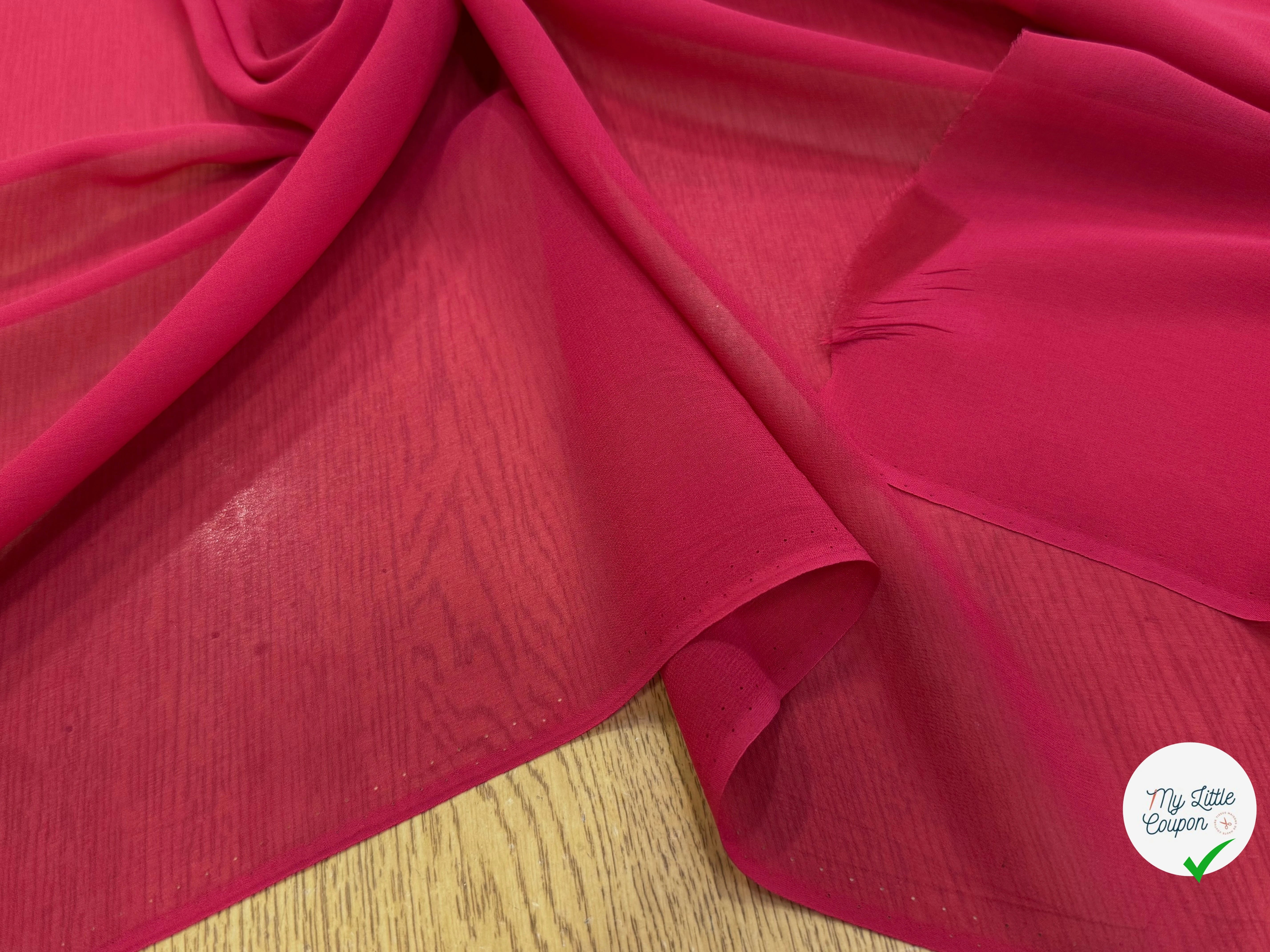 CREPE DE SOIE FLUIDE DOUBLE GEORGETTE ROSE BONBON - My Little Coupon