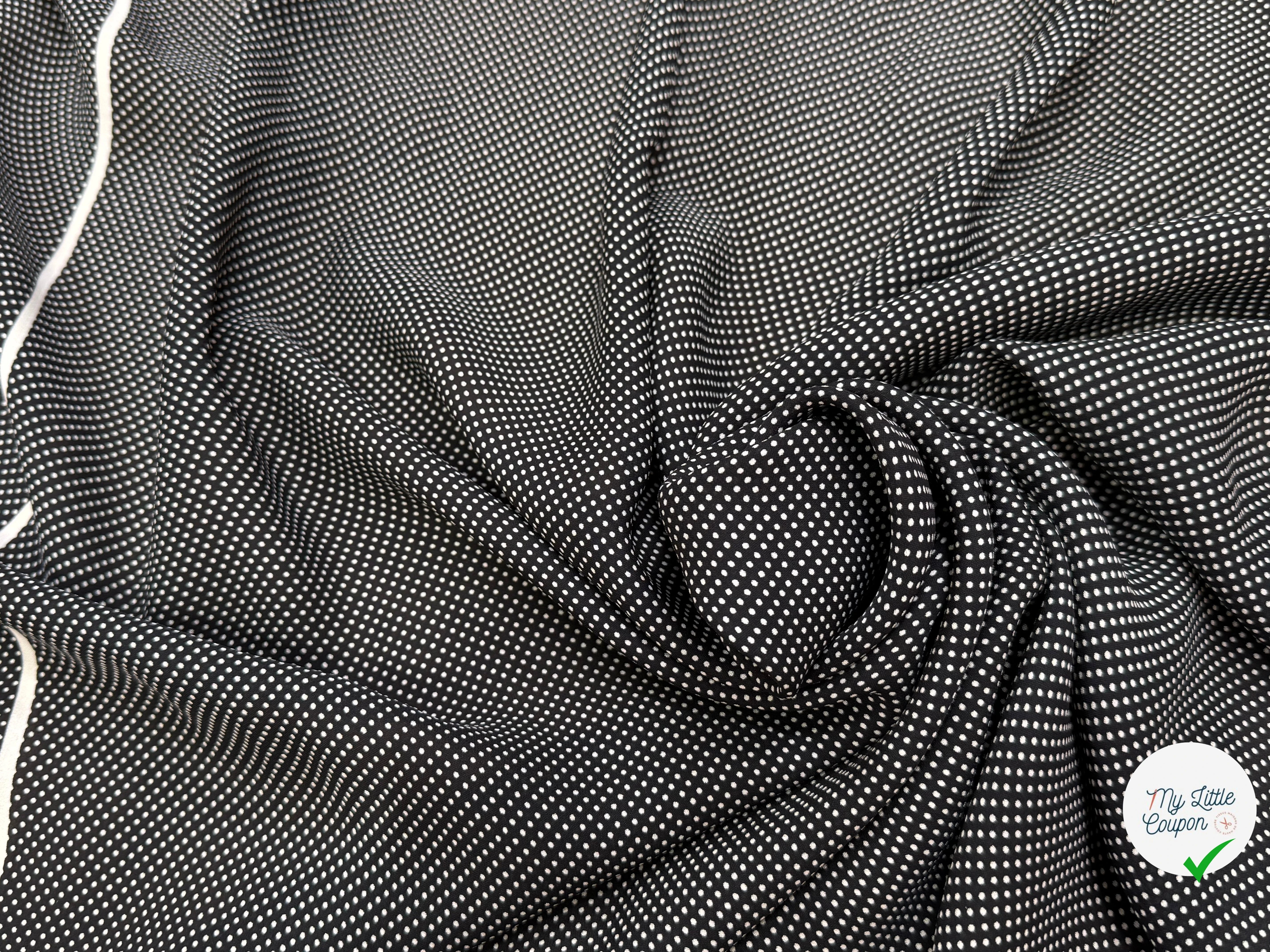 CREPE DE SOIE FOND NOIR À POIS PANNEAU DE 1 METRE - My Little Coupon