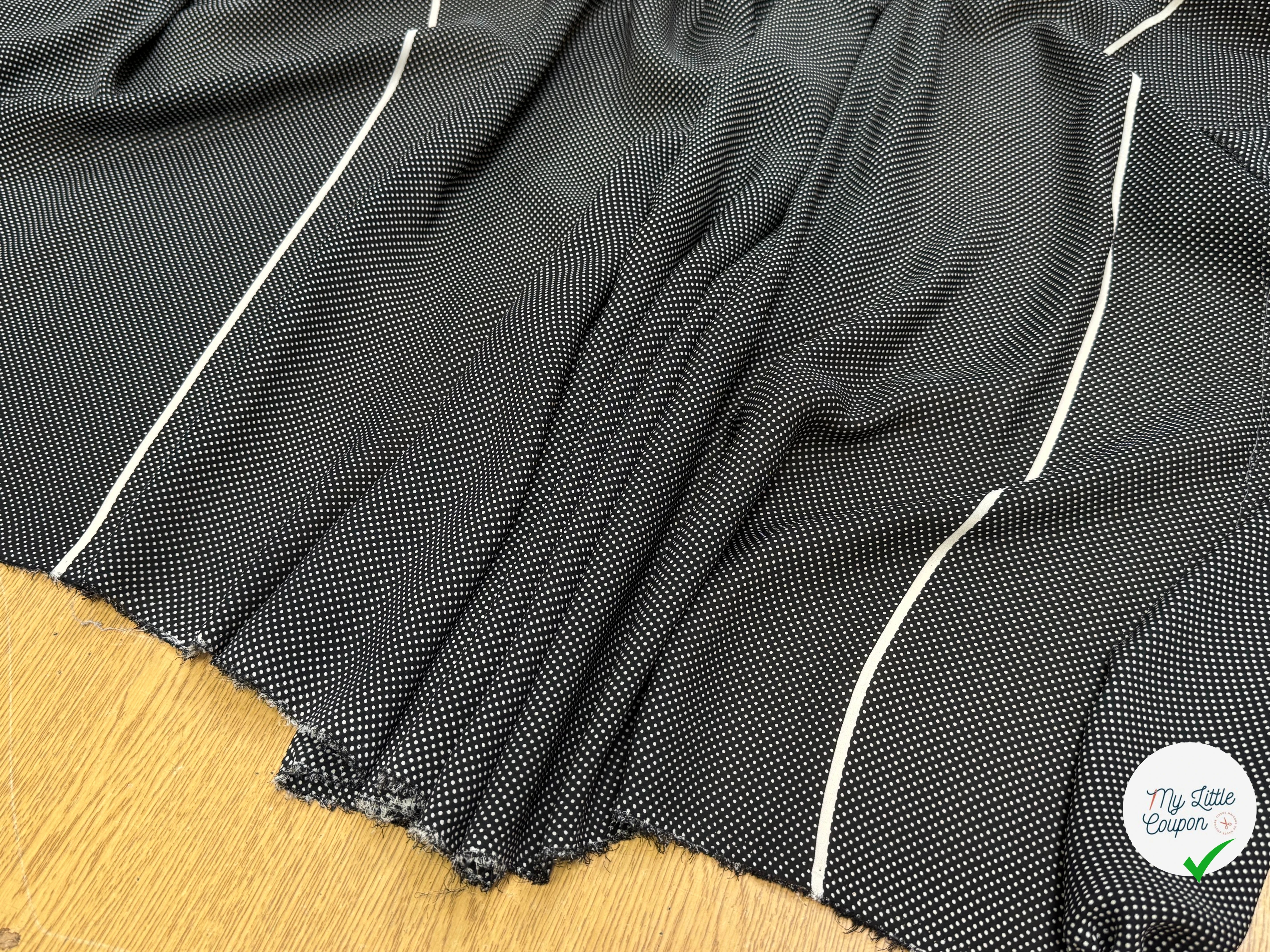 CREPE DE SOIE FOND NOIR À POIS PANNEAU DE 1 METRE - My Little Coupon