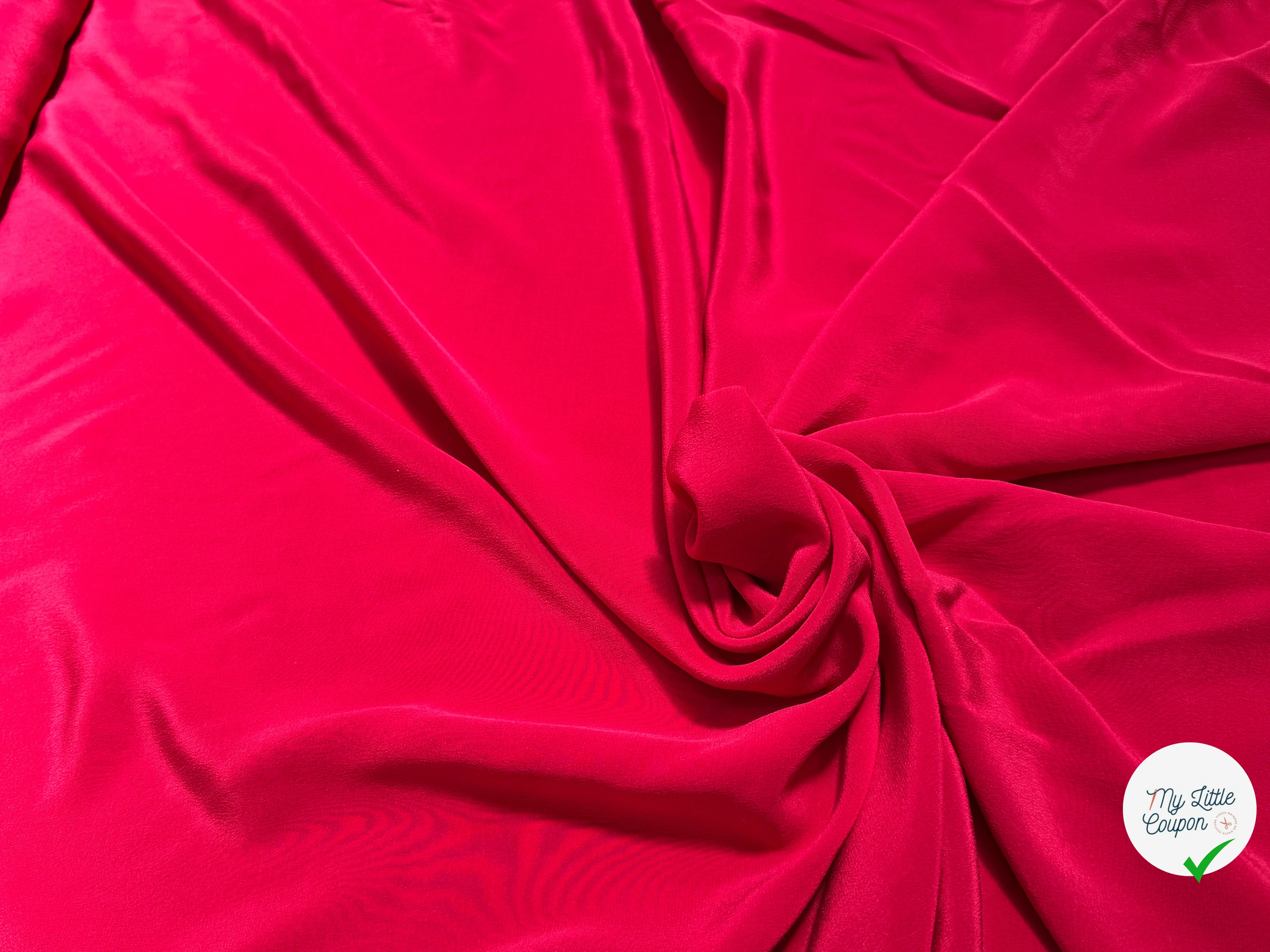 CREPE DE SOIE LÉGÈREMENT SATINÉ ROUGE/ROSE ASPECT PEACHSKIN - My Little Coupon