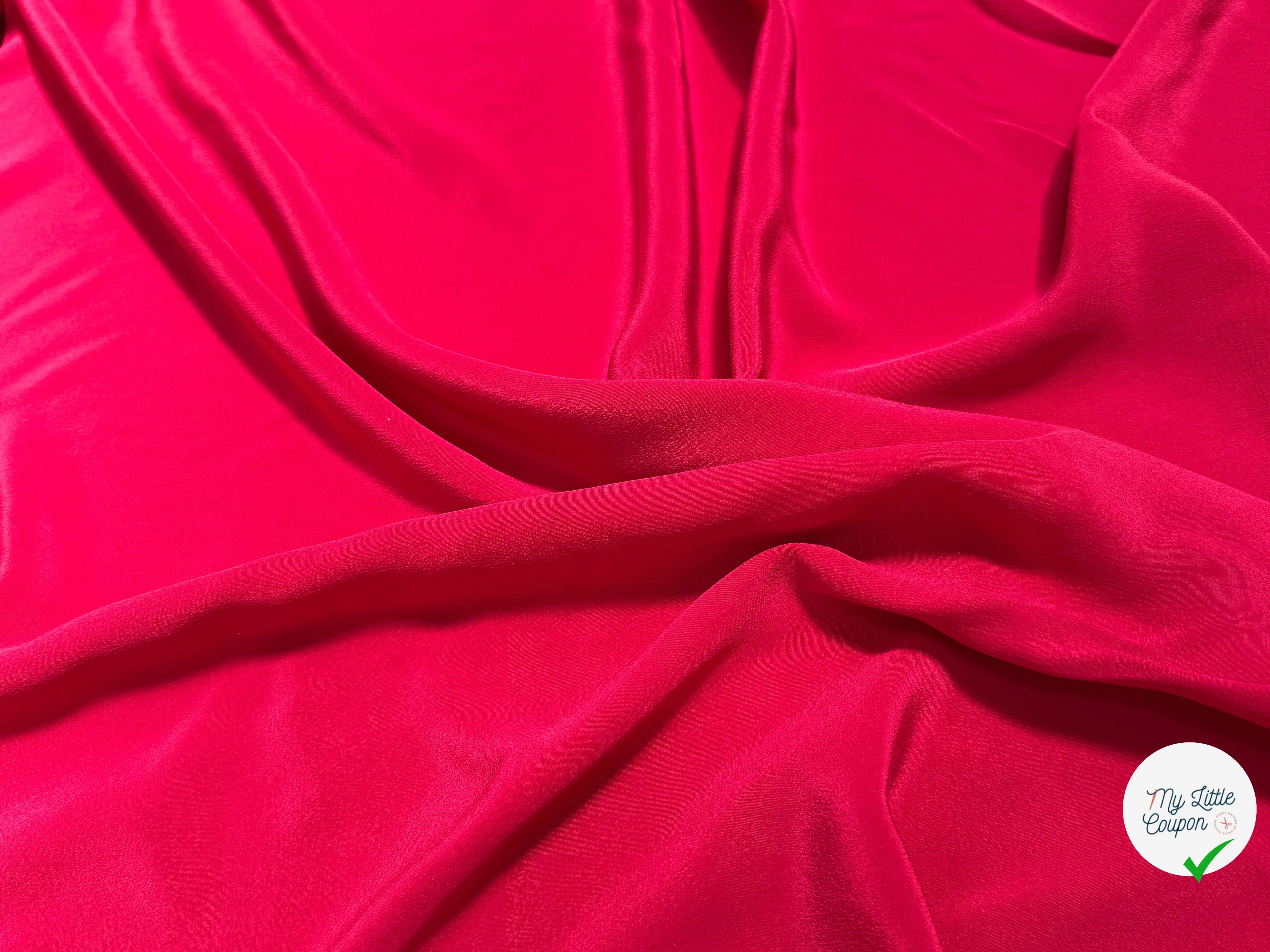 CREPE DE SOIE LÉGÈREMENT SATINÉ ROUGE/ROSE ASPECT PEACHSKIN - My Little Coupon