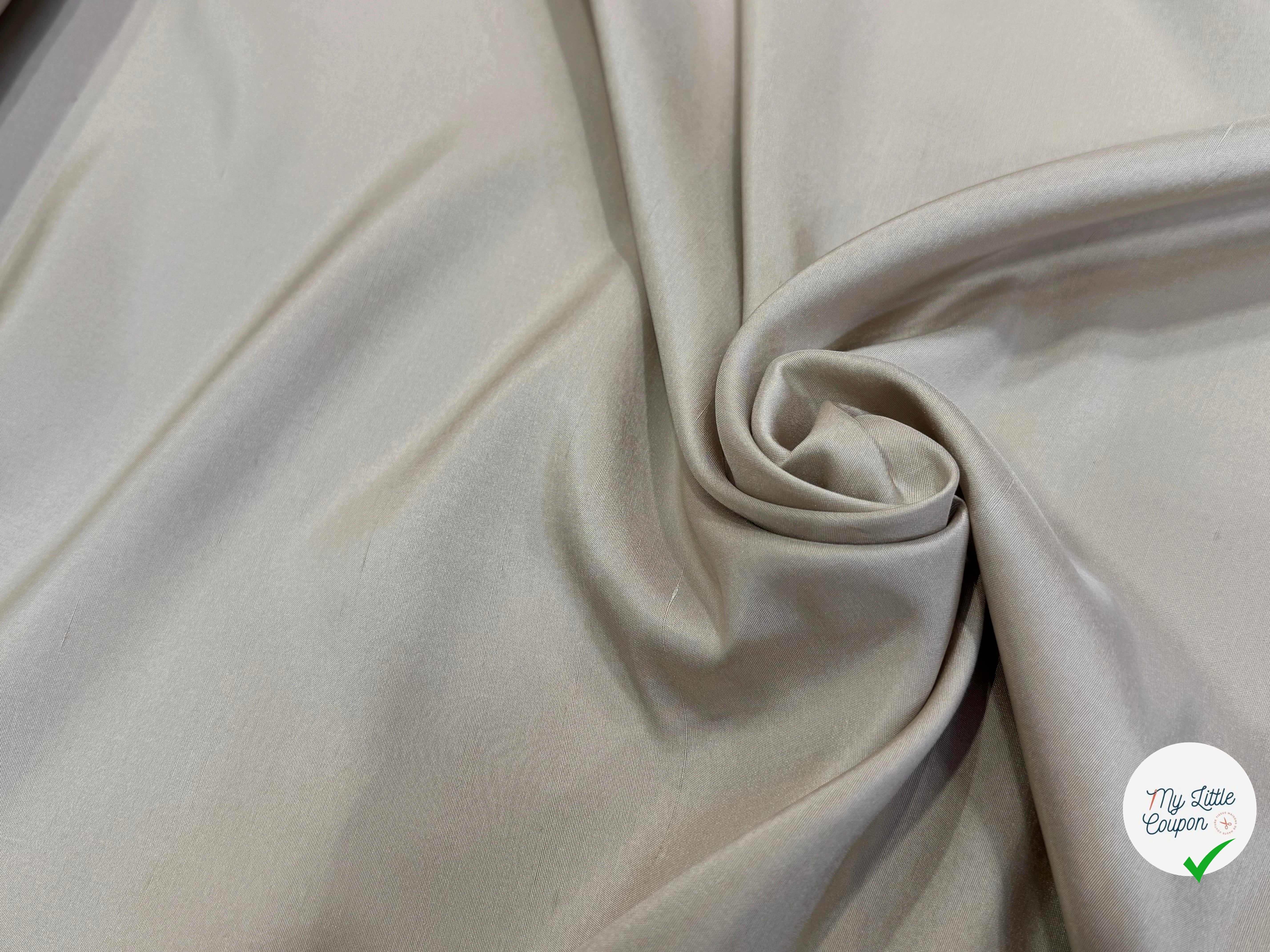 CREPE DE SOIE LÉGÈREMENT SATINÉ TEXTURÉ SHANTUNG BEIGE SABLE QUALITÉ COUTURE - My Little Coupon