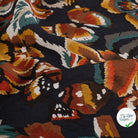 Crêpe de viscose feuilles bleu marine