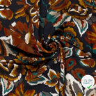Crêpe de viscose feuilles bleu marine