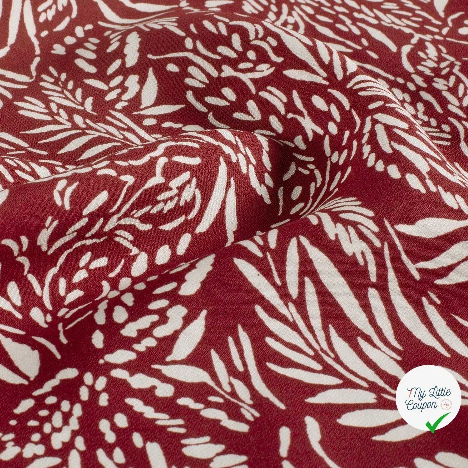 Crêpe de viscose feuilles bordeaux
