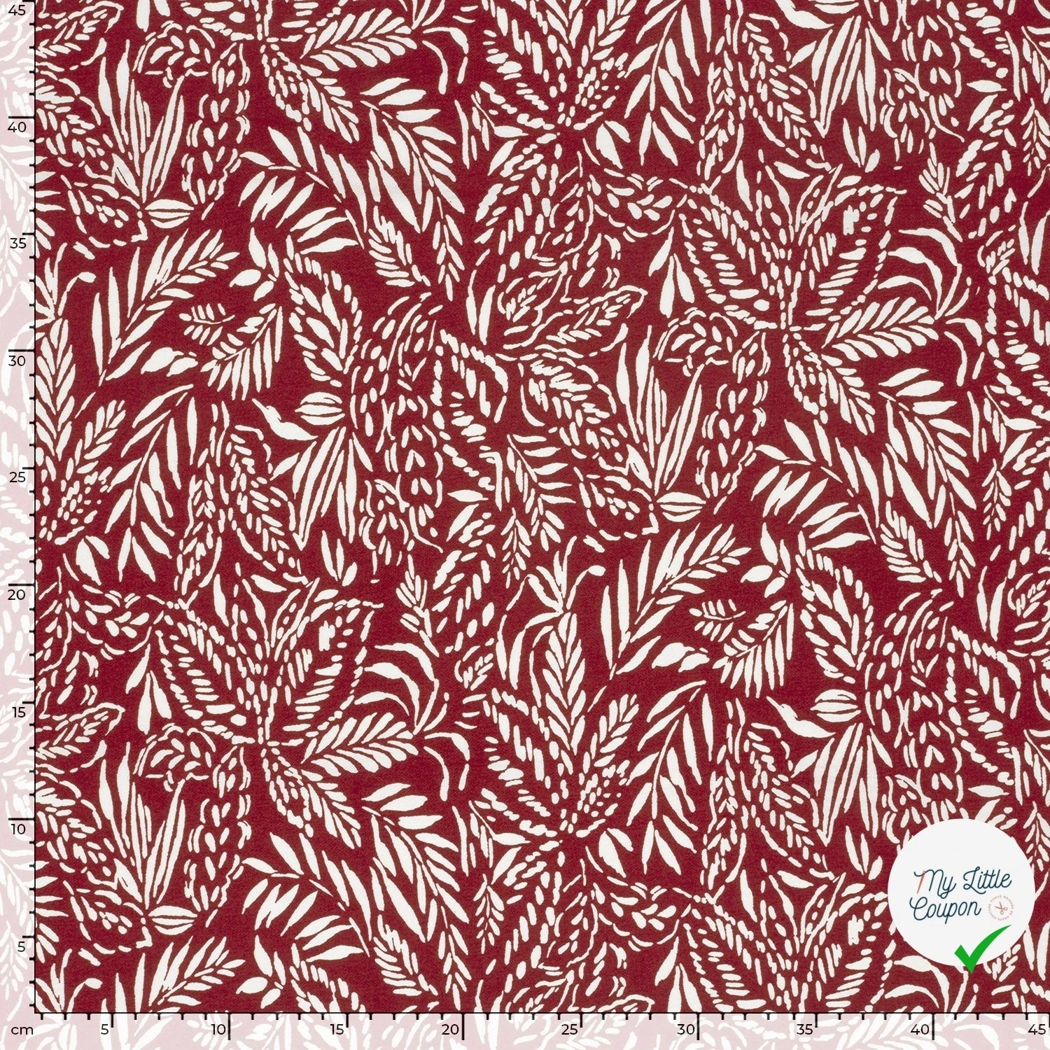 Crêpe de viscose feuilles bordeaux