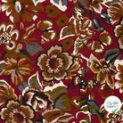 Crêpe de viscose feuilles bordeaux